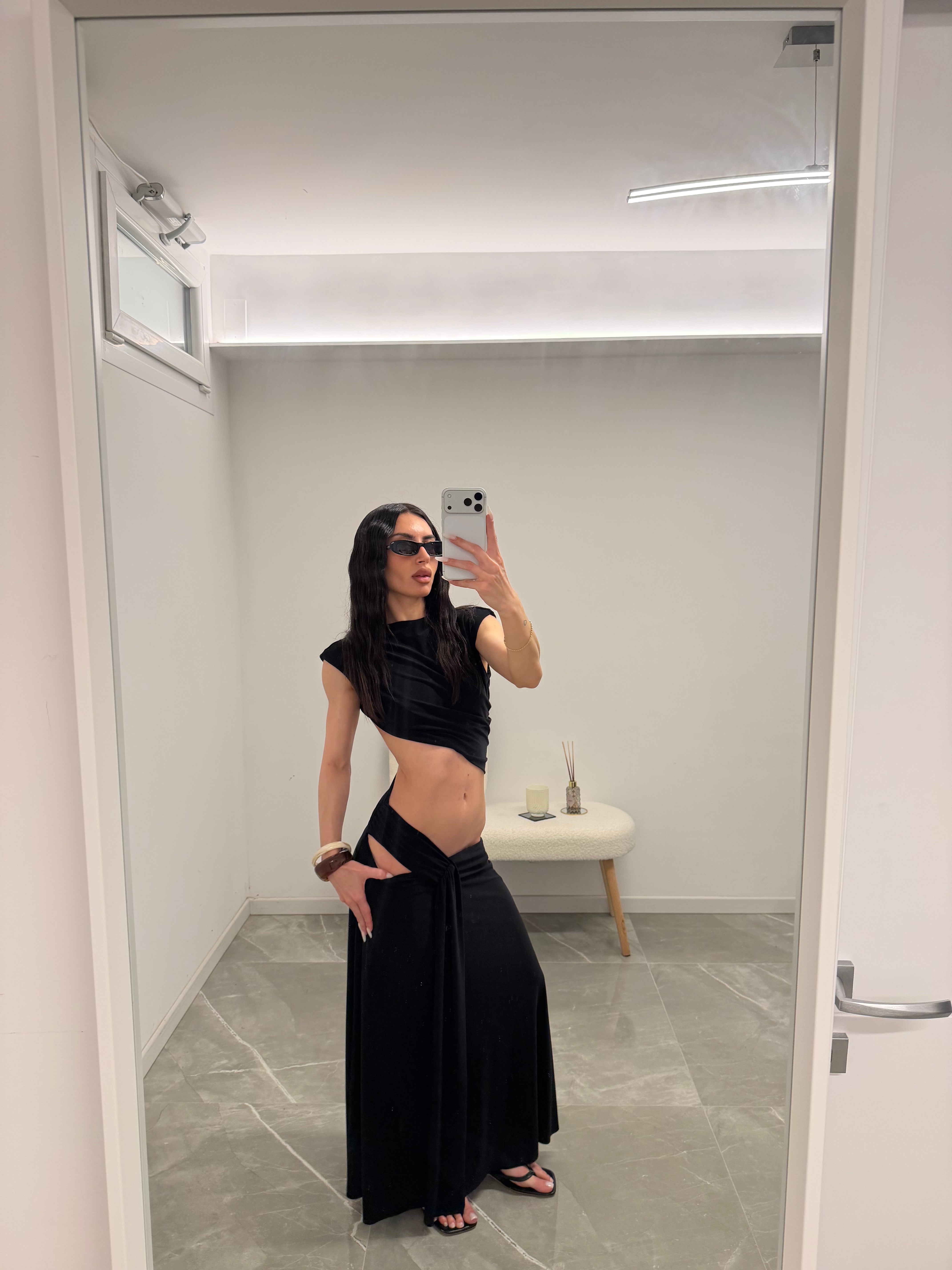 Asymmetric Cut-Out Maxi Dress