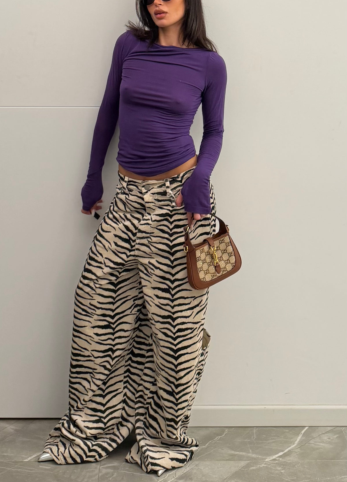 Suede pants zebra
