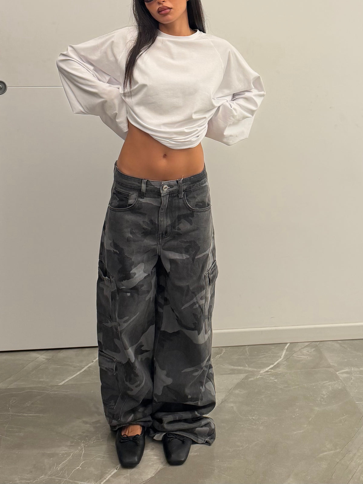 Pants army camo wide grey