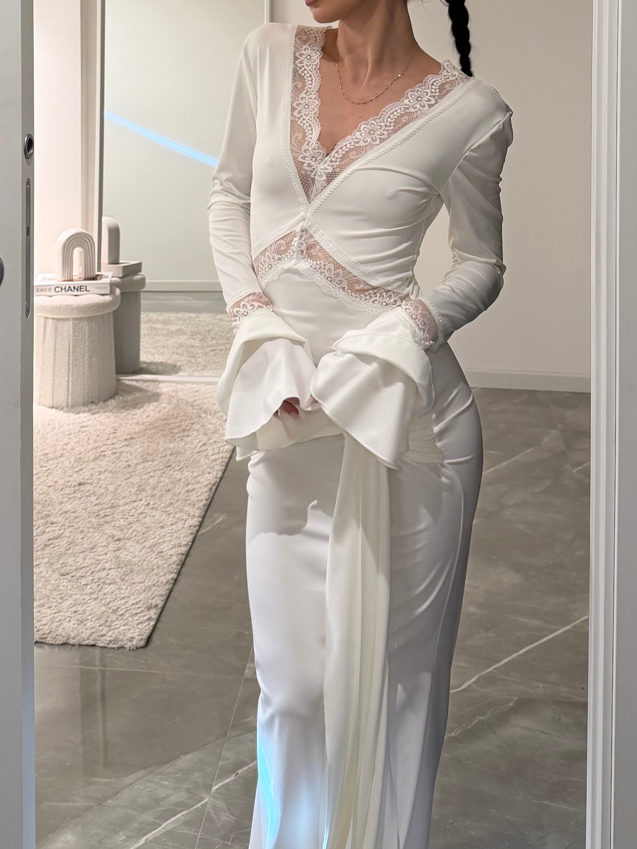 dress sculpted lace white