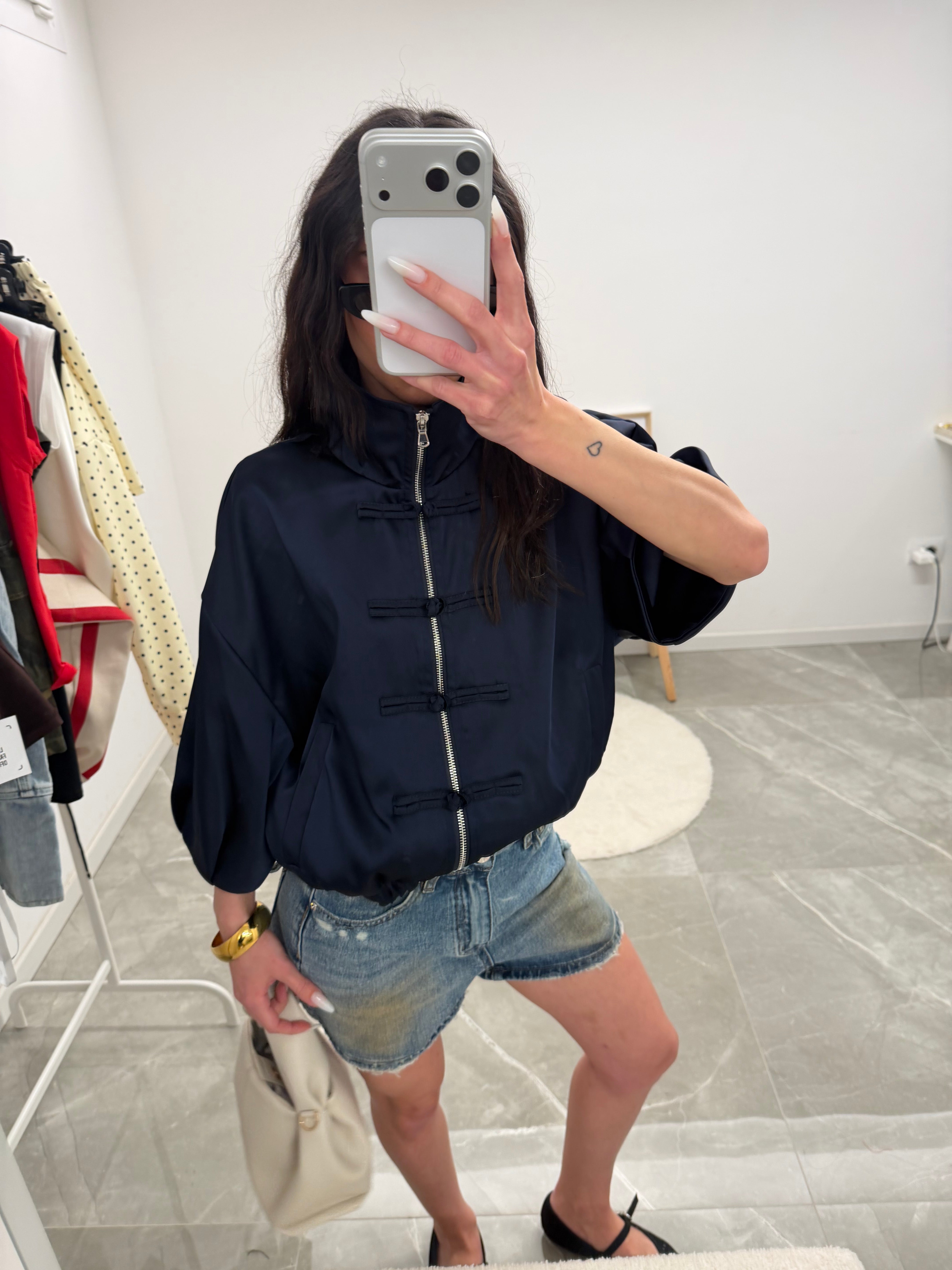 korean satin blue navy