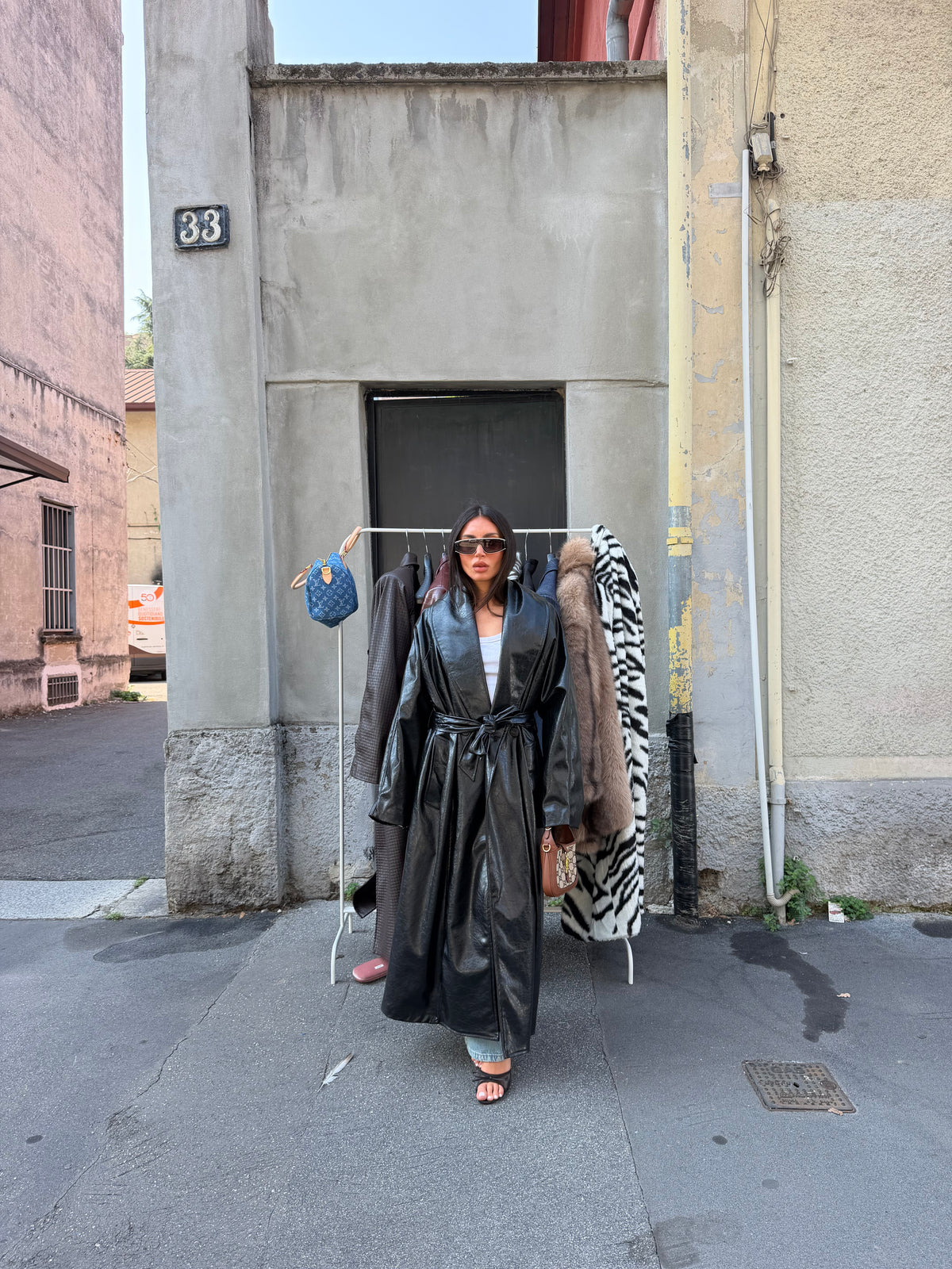 maxi trench coat vinile