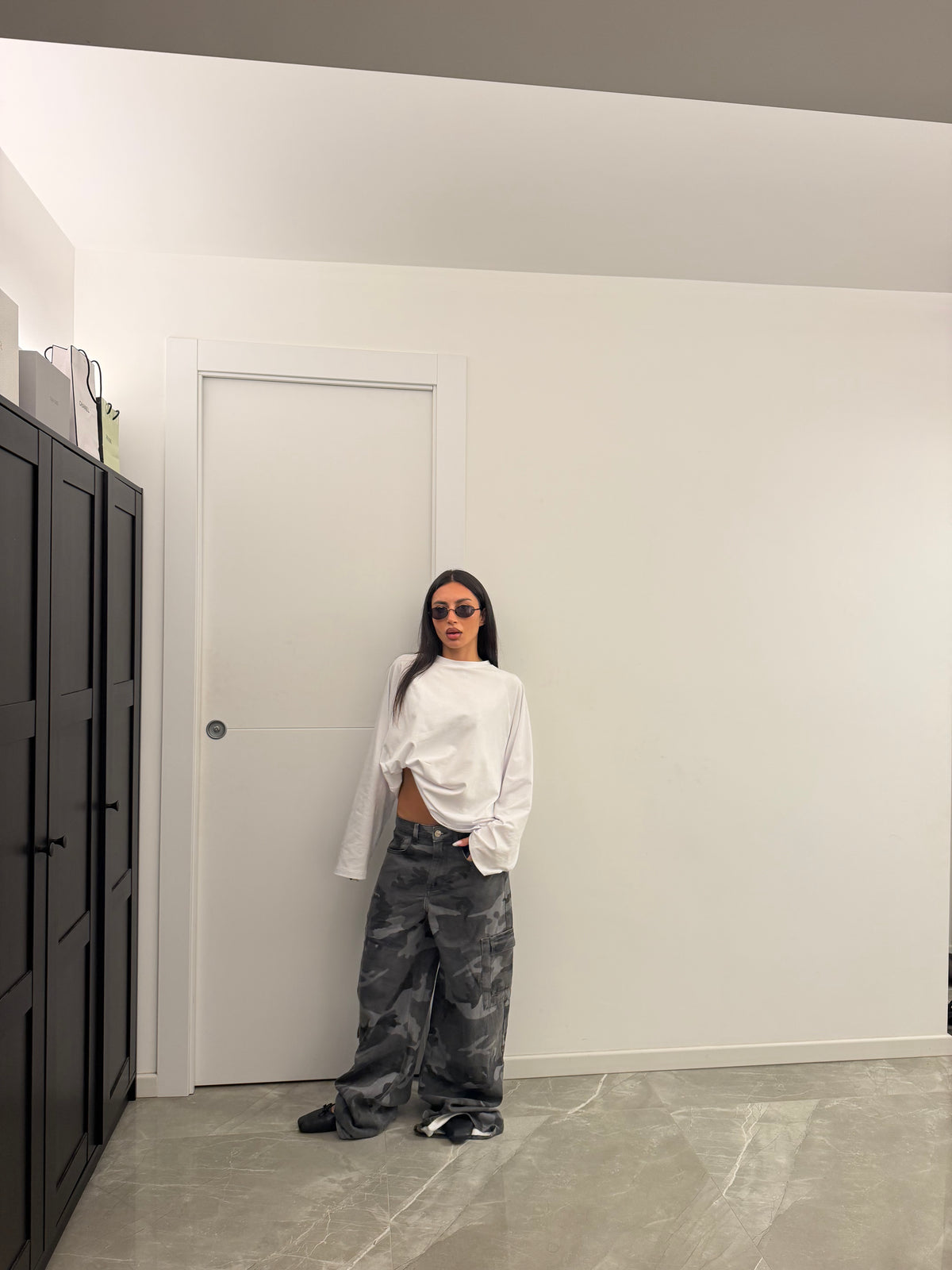 Pants army camo wide grey