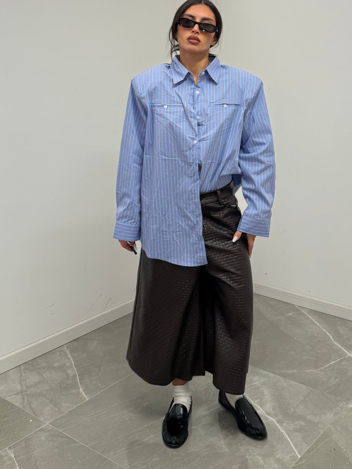 camicia oversize celeste