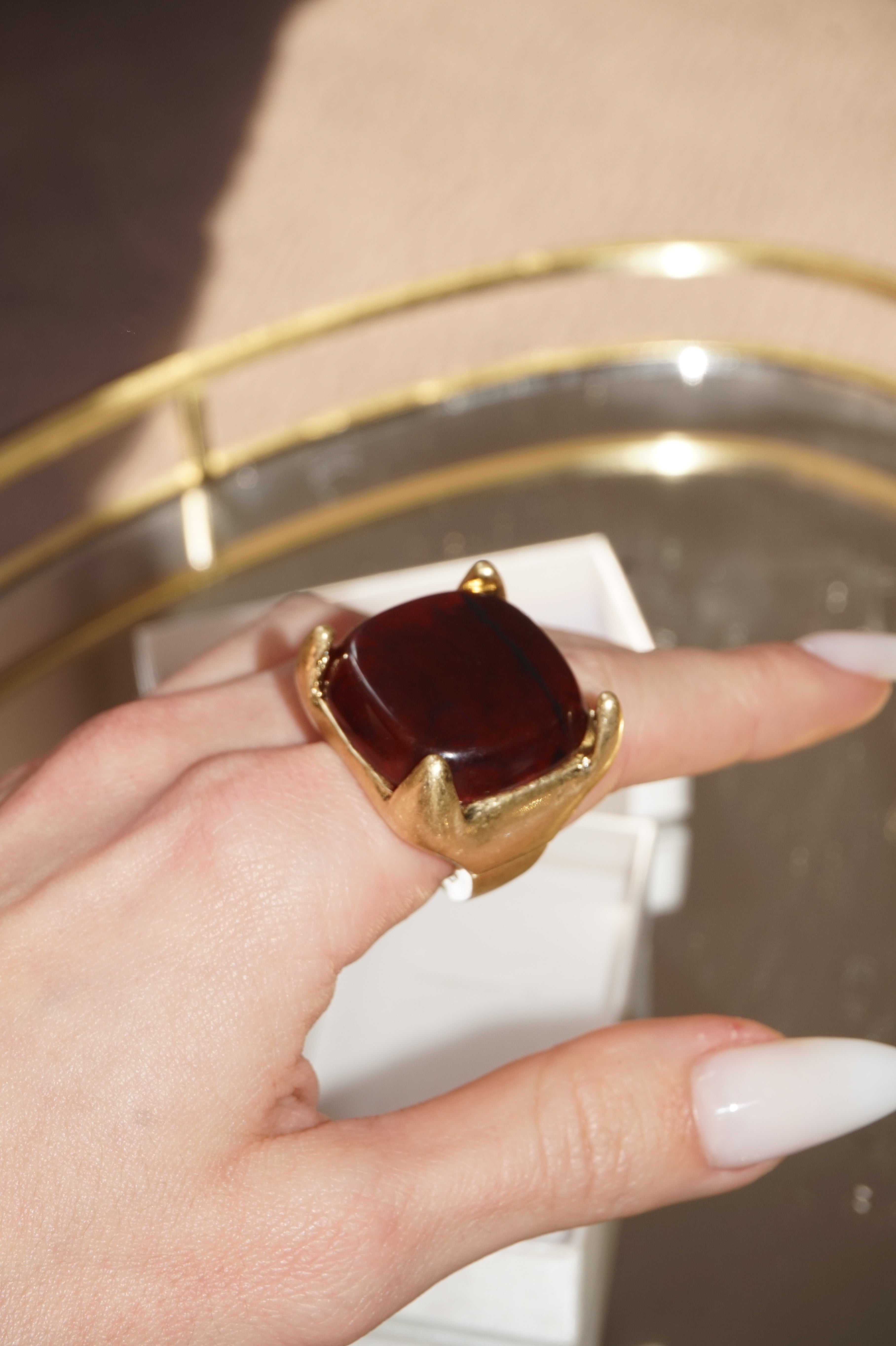 ring deep red stone