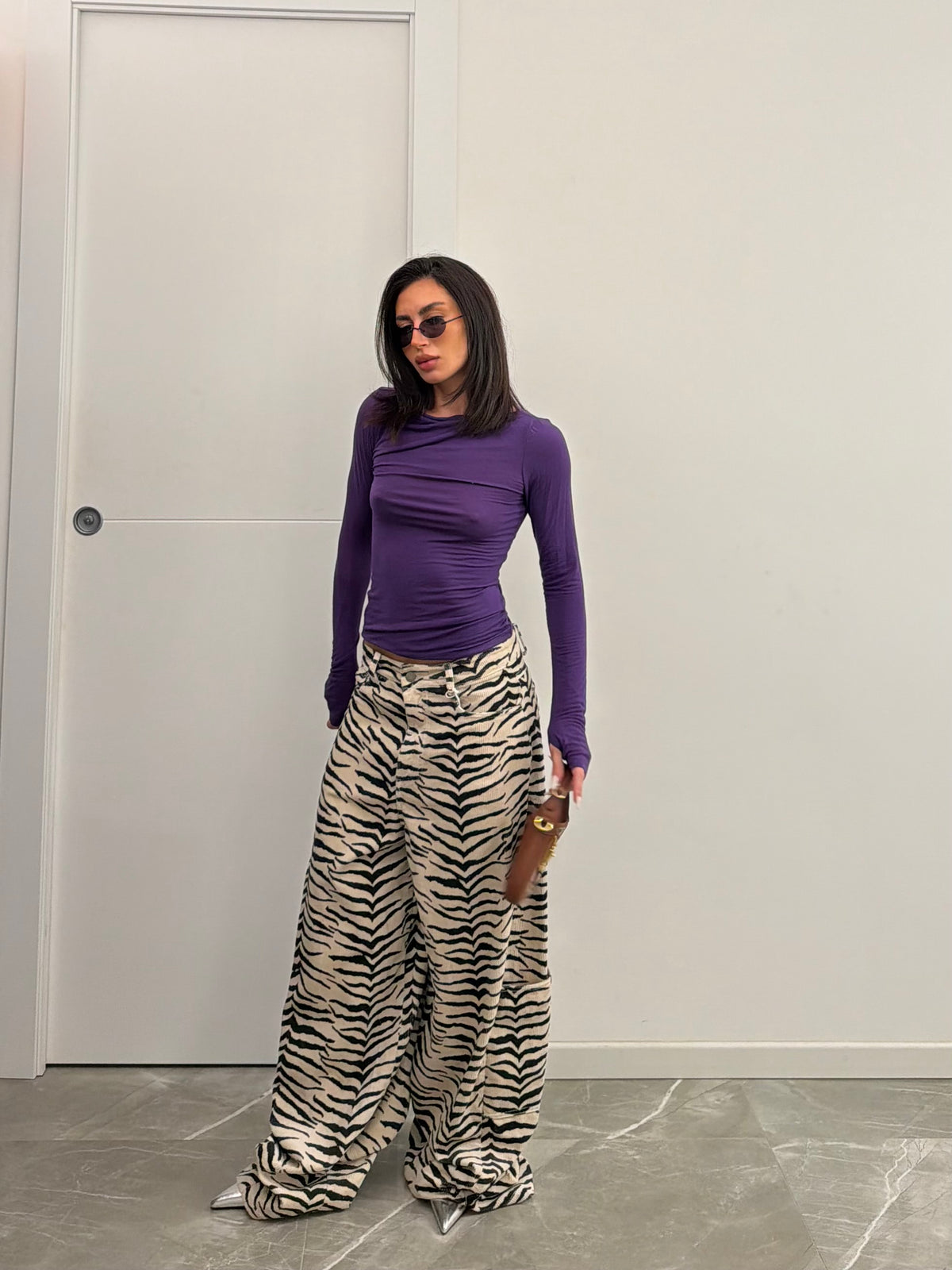 Suede pants zebra