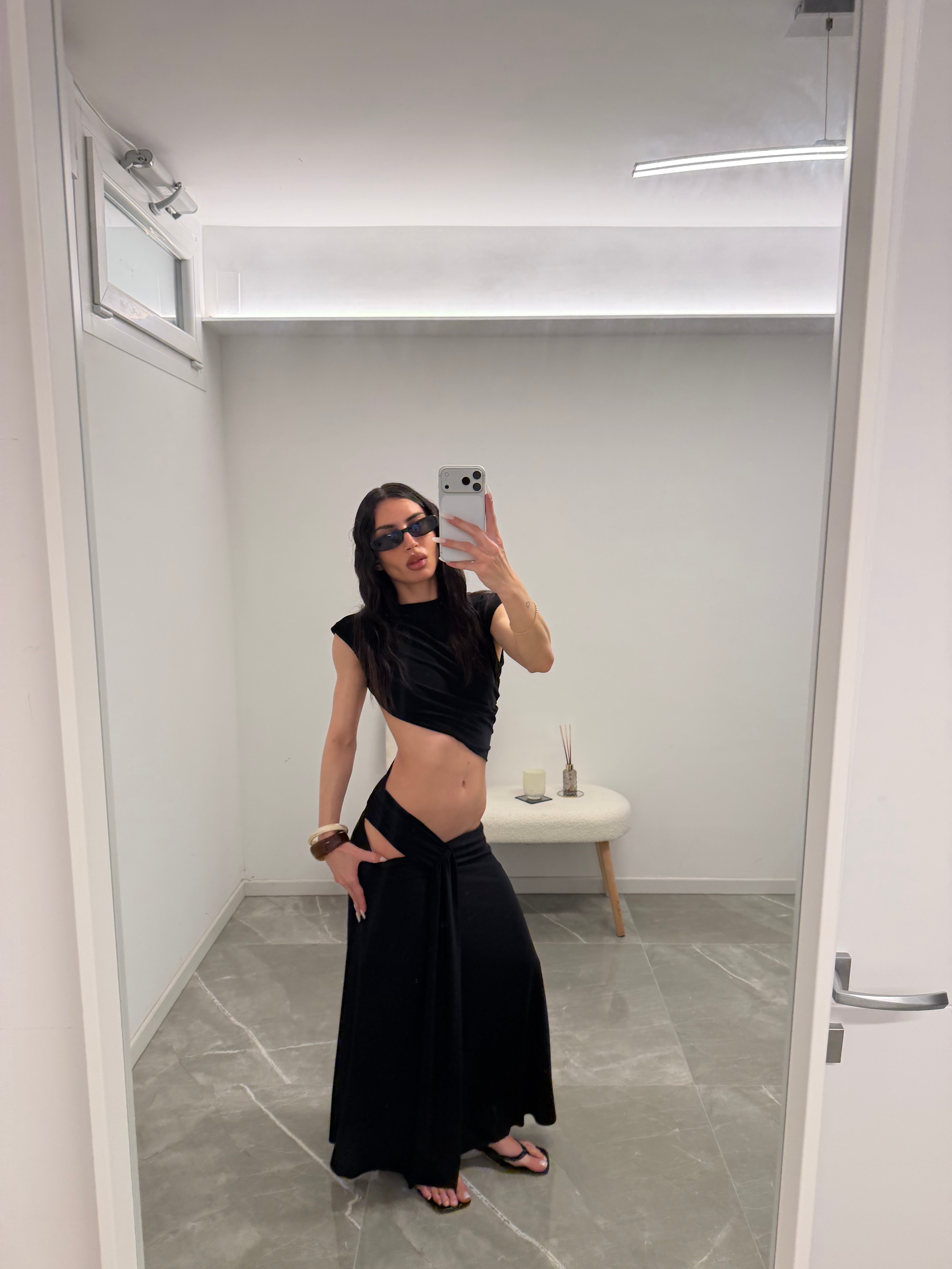 Asymmetric Cut-Out Maxi Dress