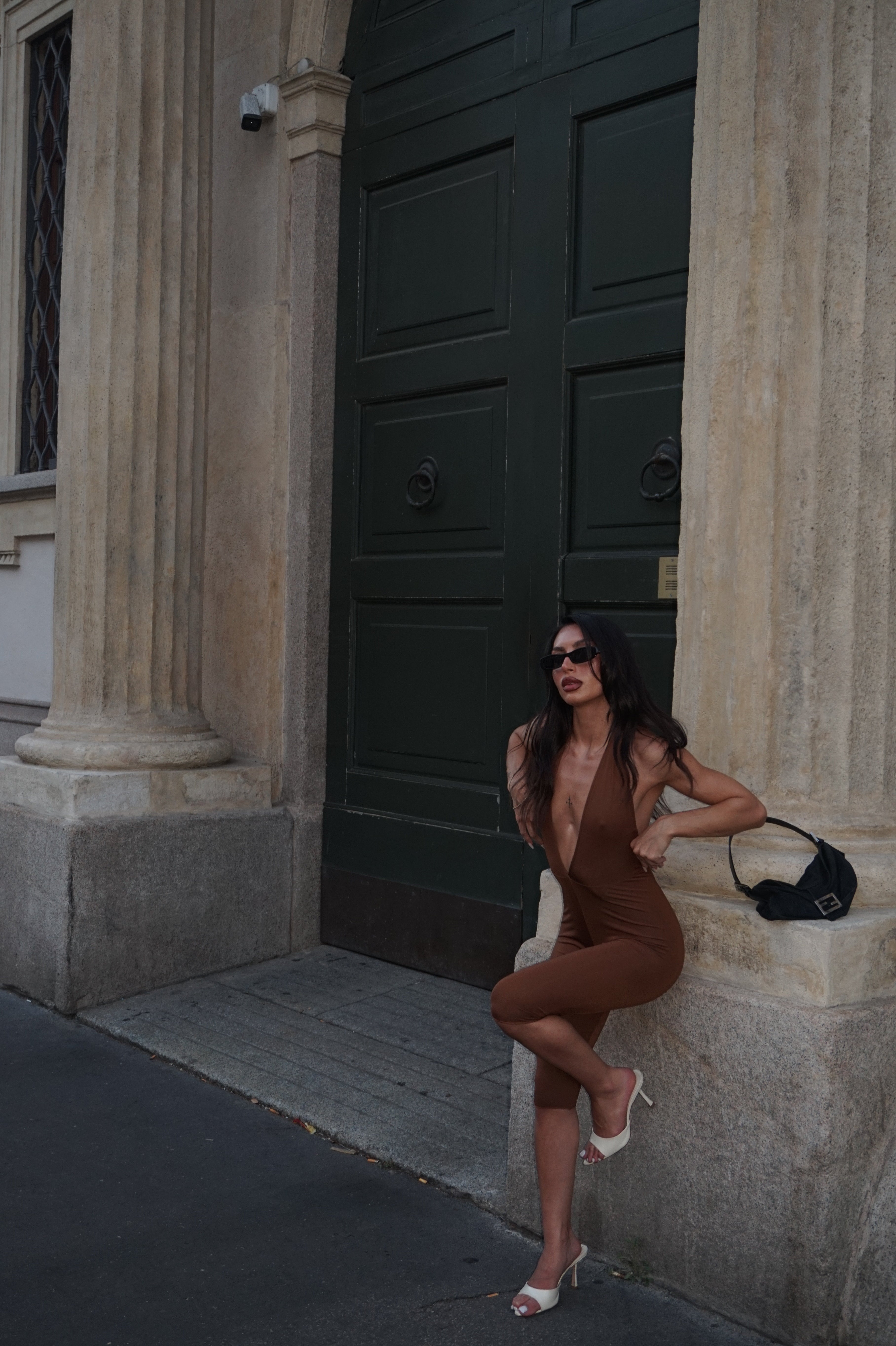 sculpt capri jumpsuit caramello