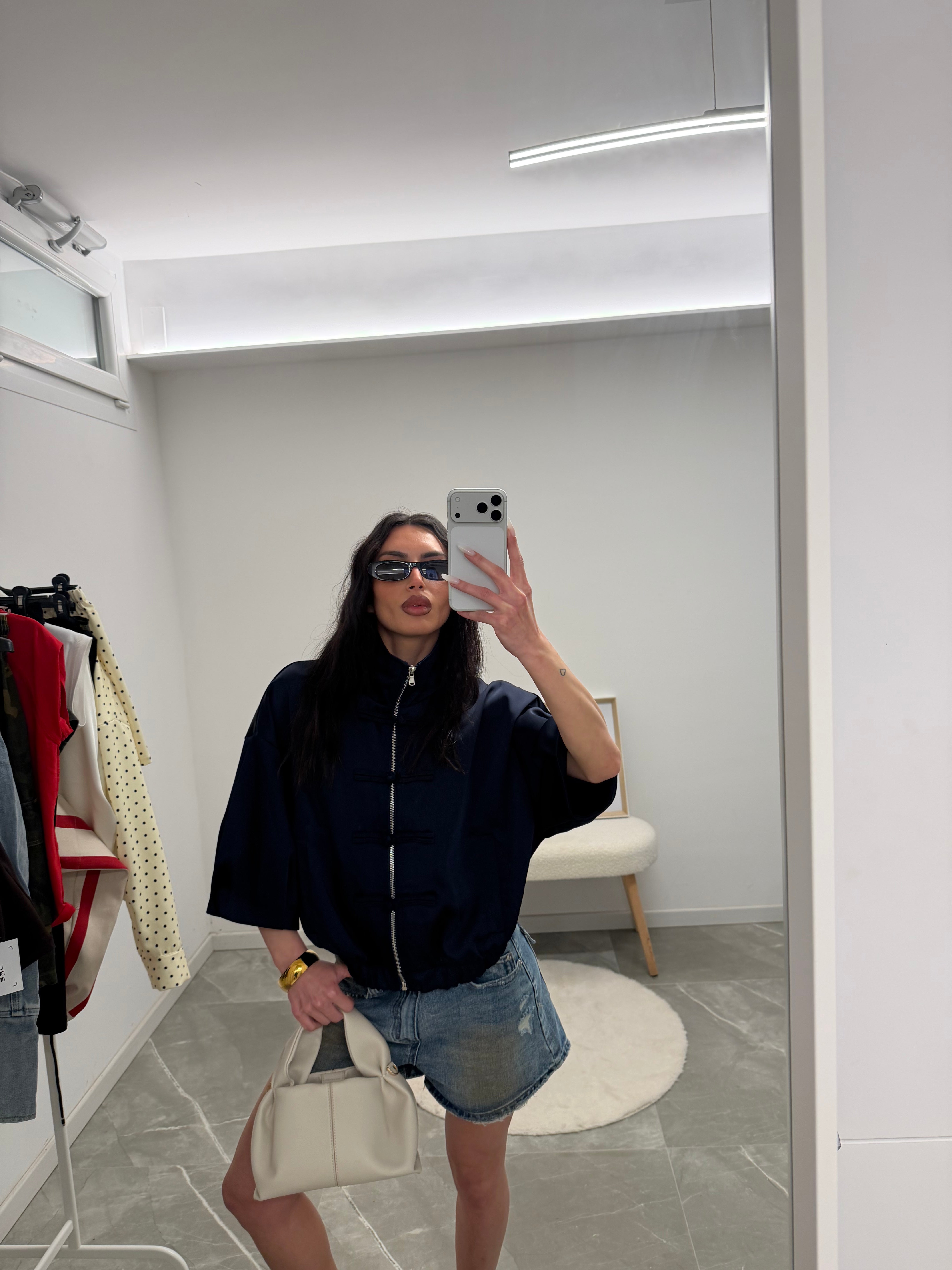 korean satin blue navy