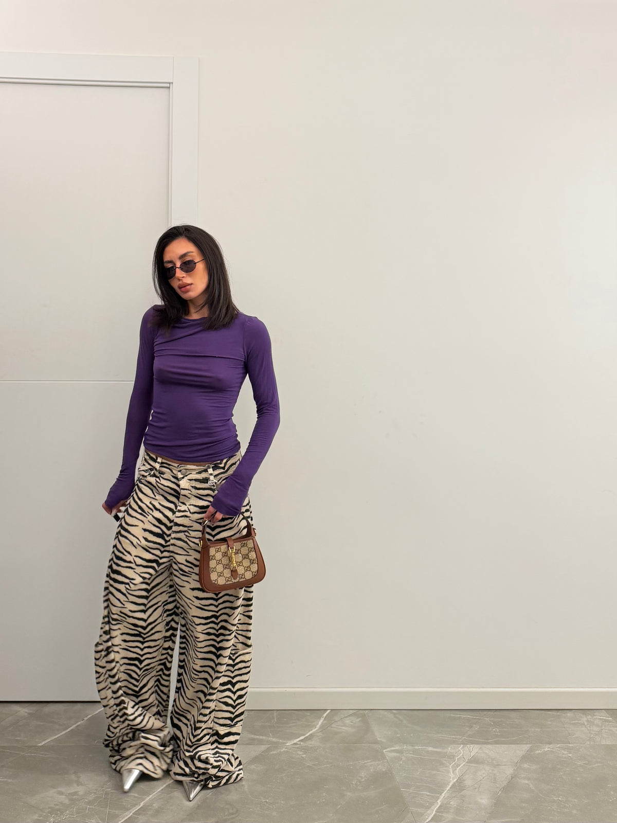Suede pants zebra