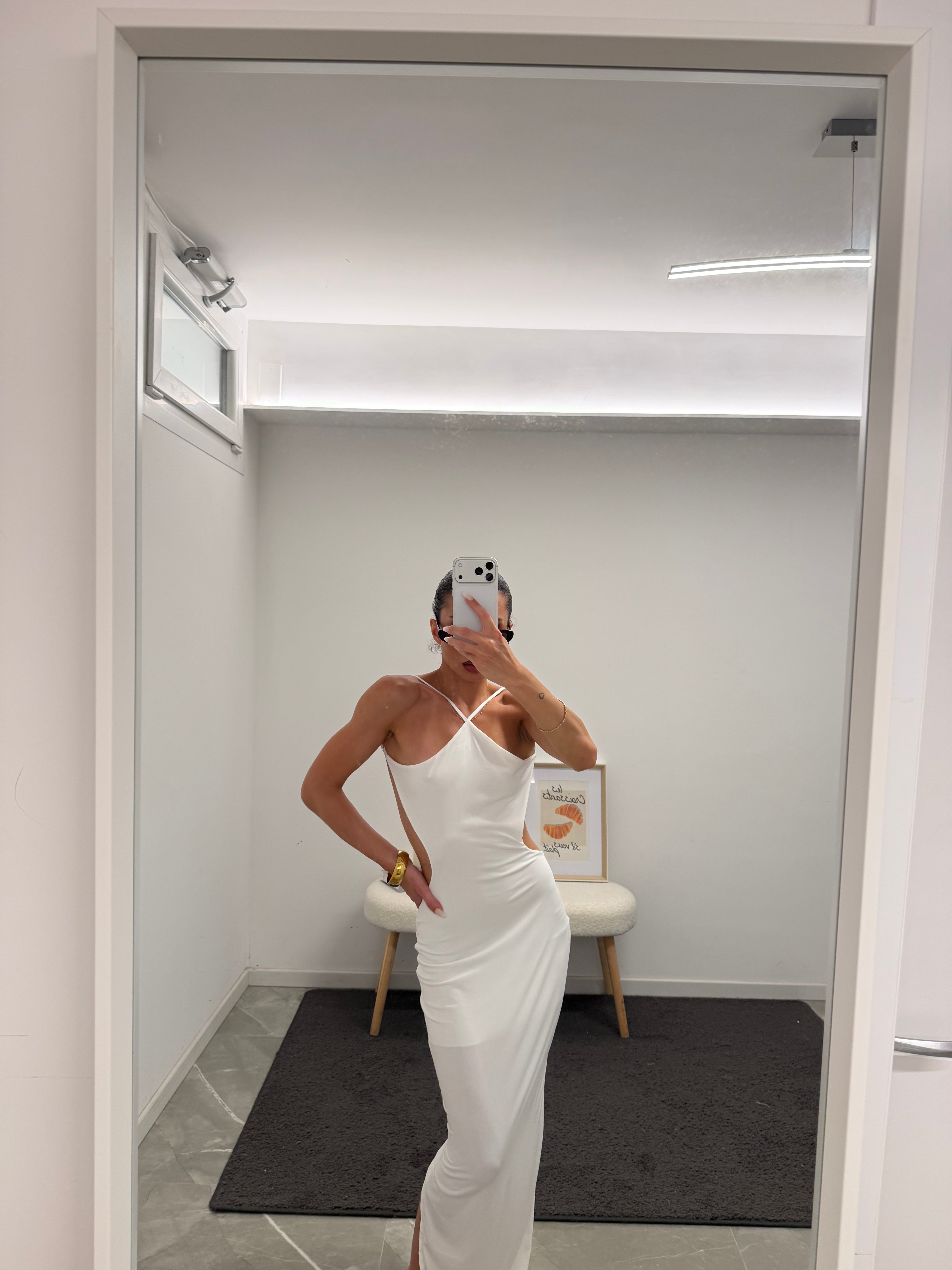 dress asymmetrical cut out white