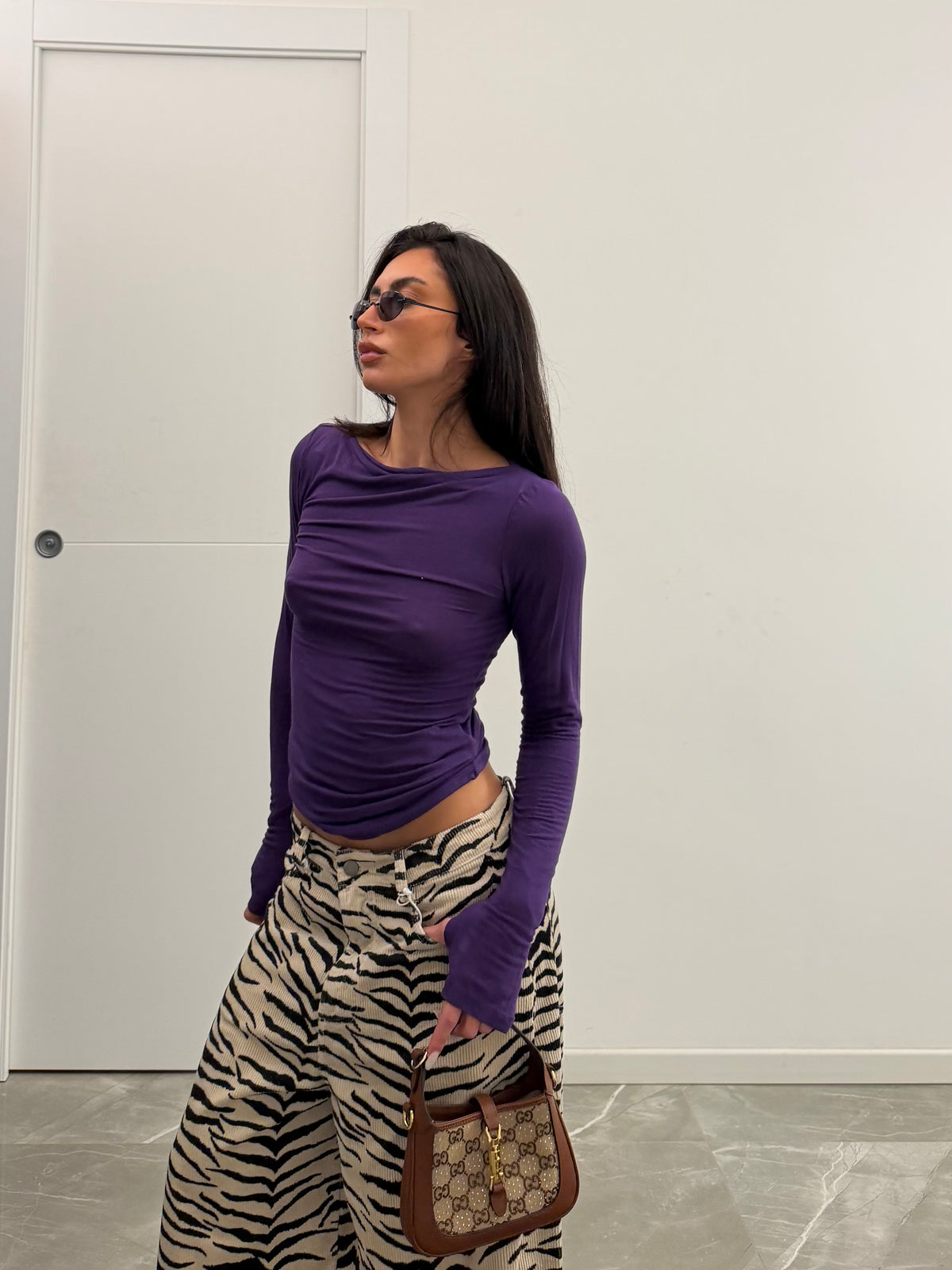 Suede pants zebra