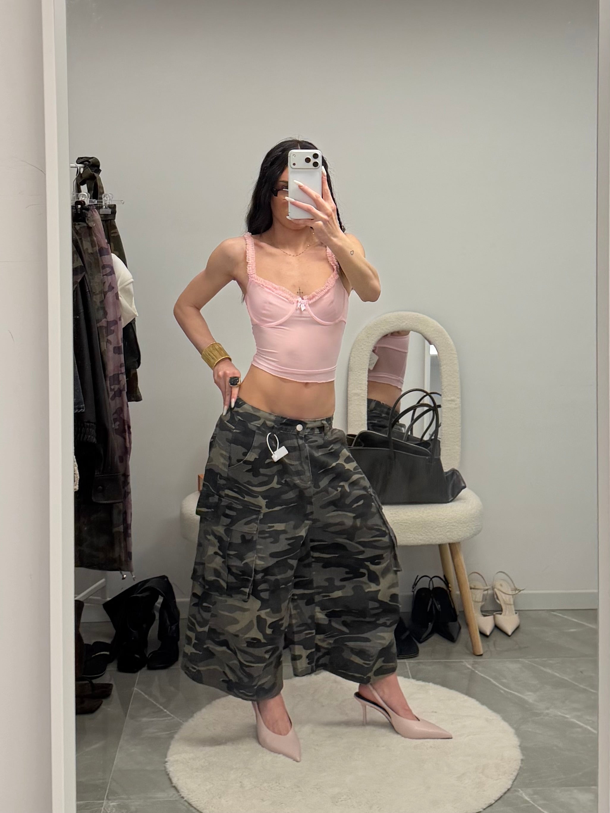 camouflage jorts pockets denim 2.0 (military)