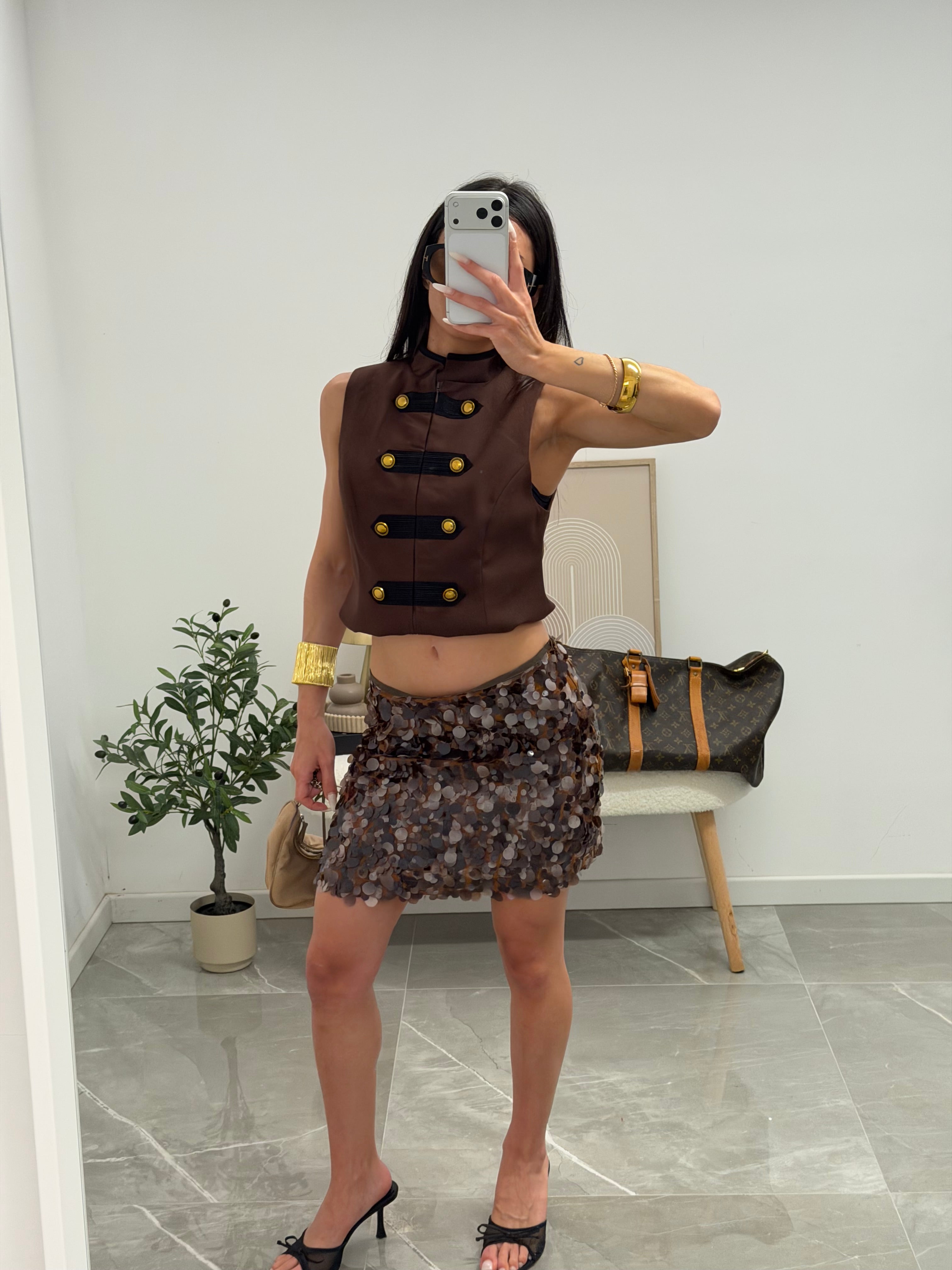 skirt pailettes brown