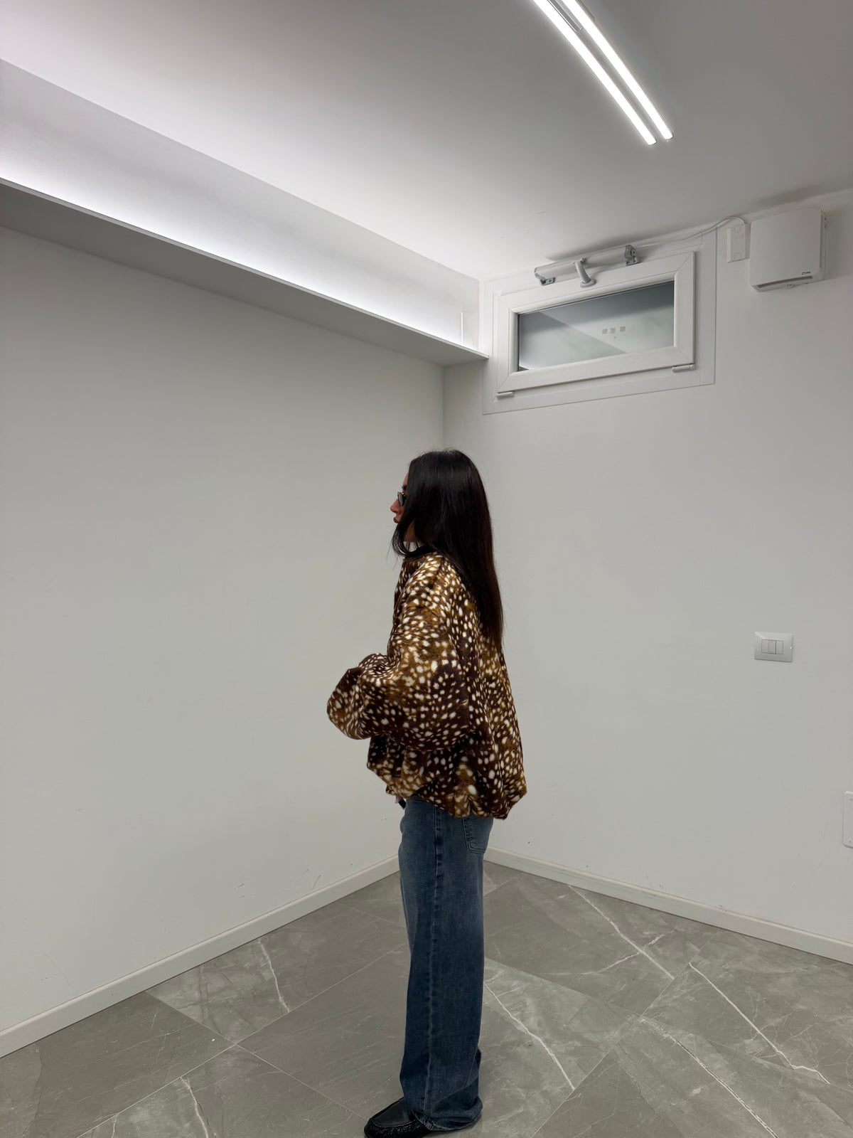 bambi bomber camoscio oversize