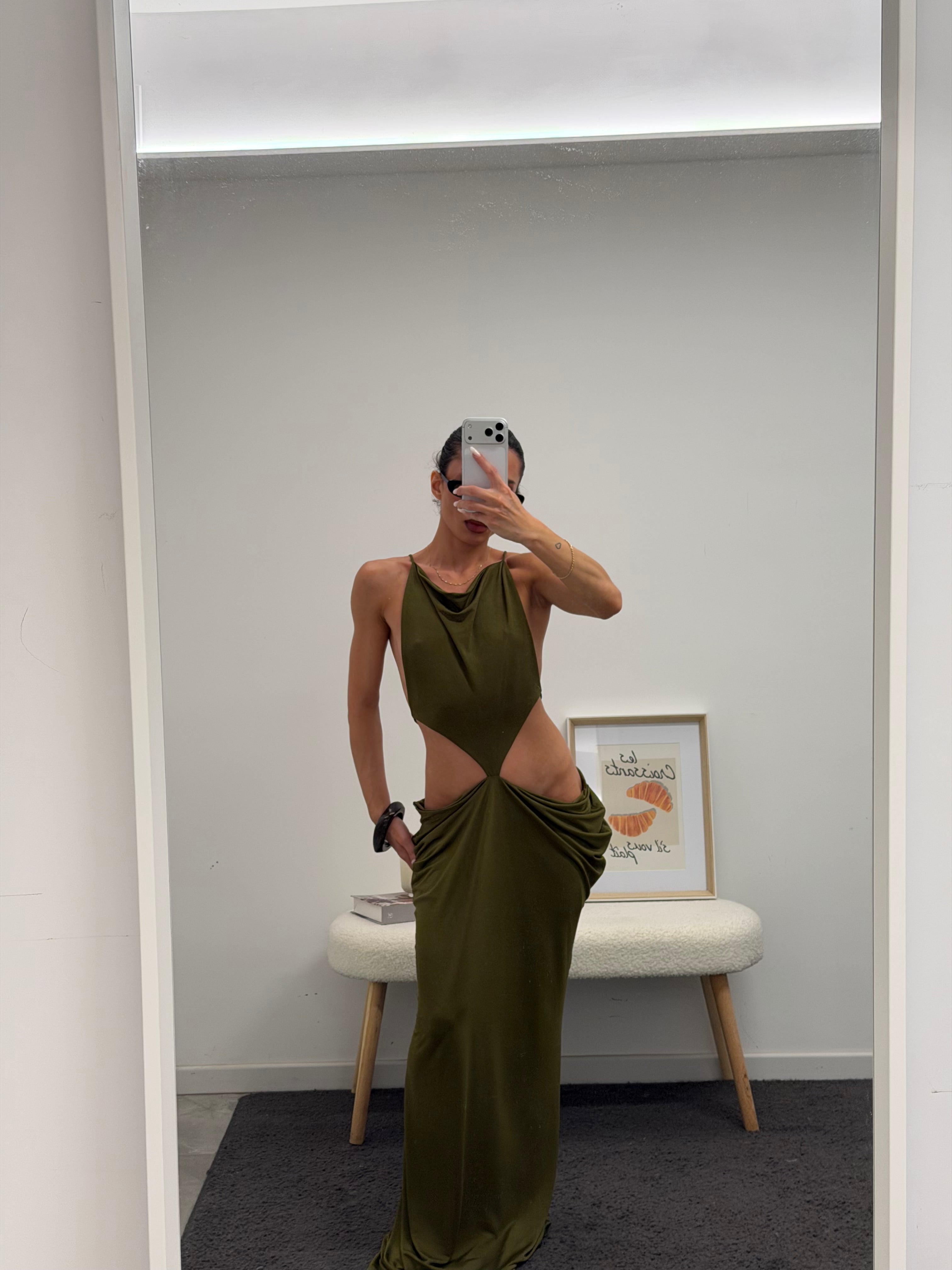 maxi cut out asymmetrical dress deep
