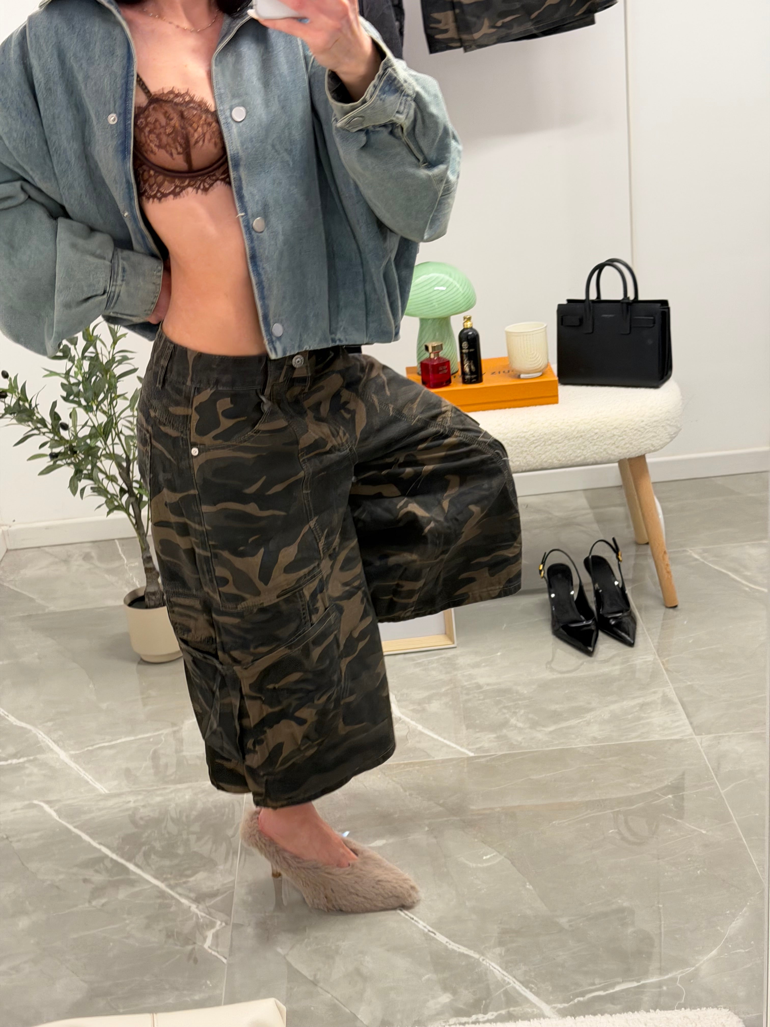 jorts pockets camouflage oversized (military)