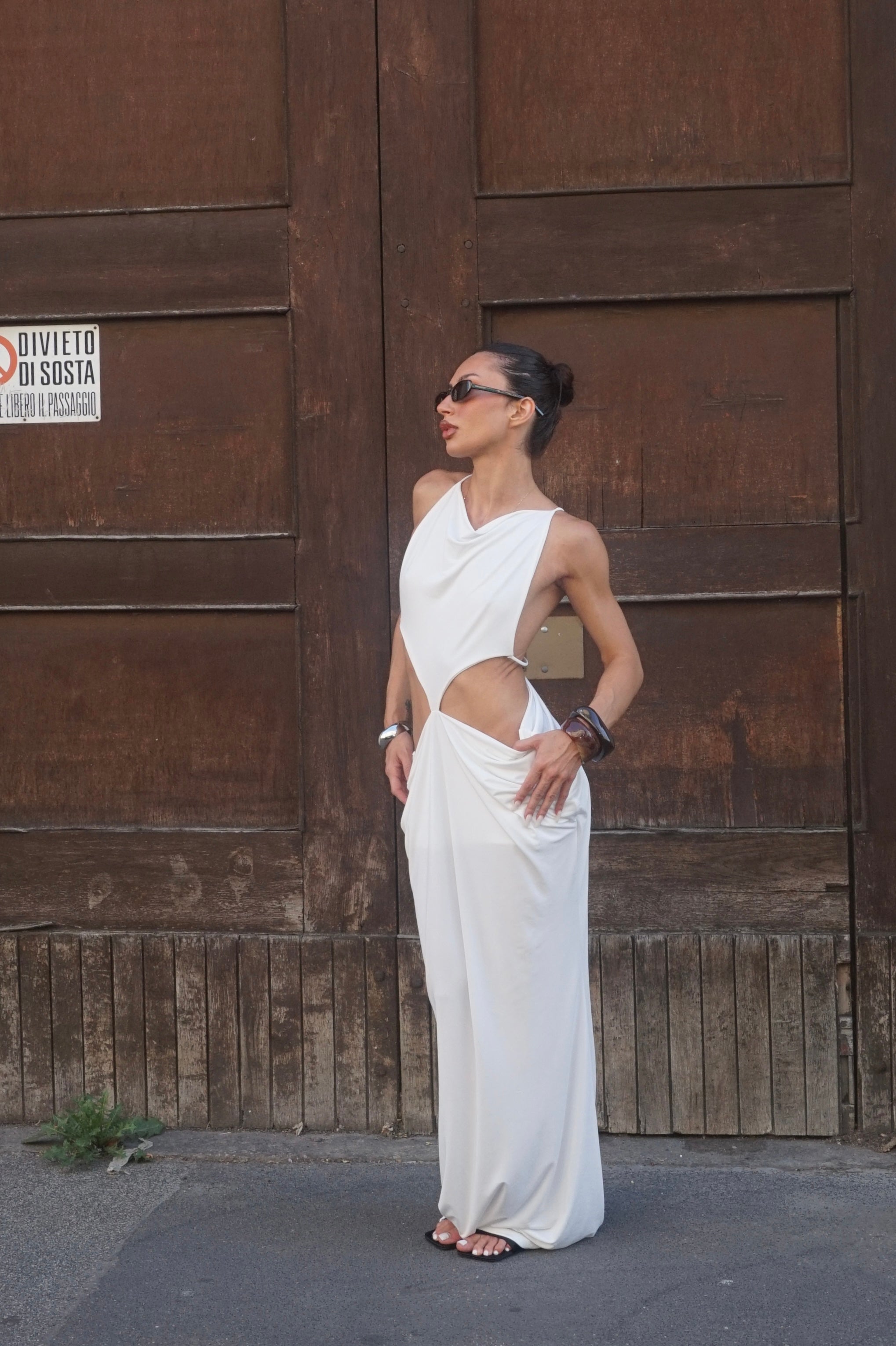 maxi cut out asymmetrical dress deep