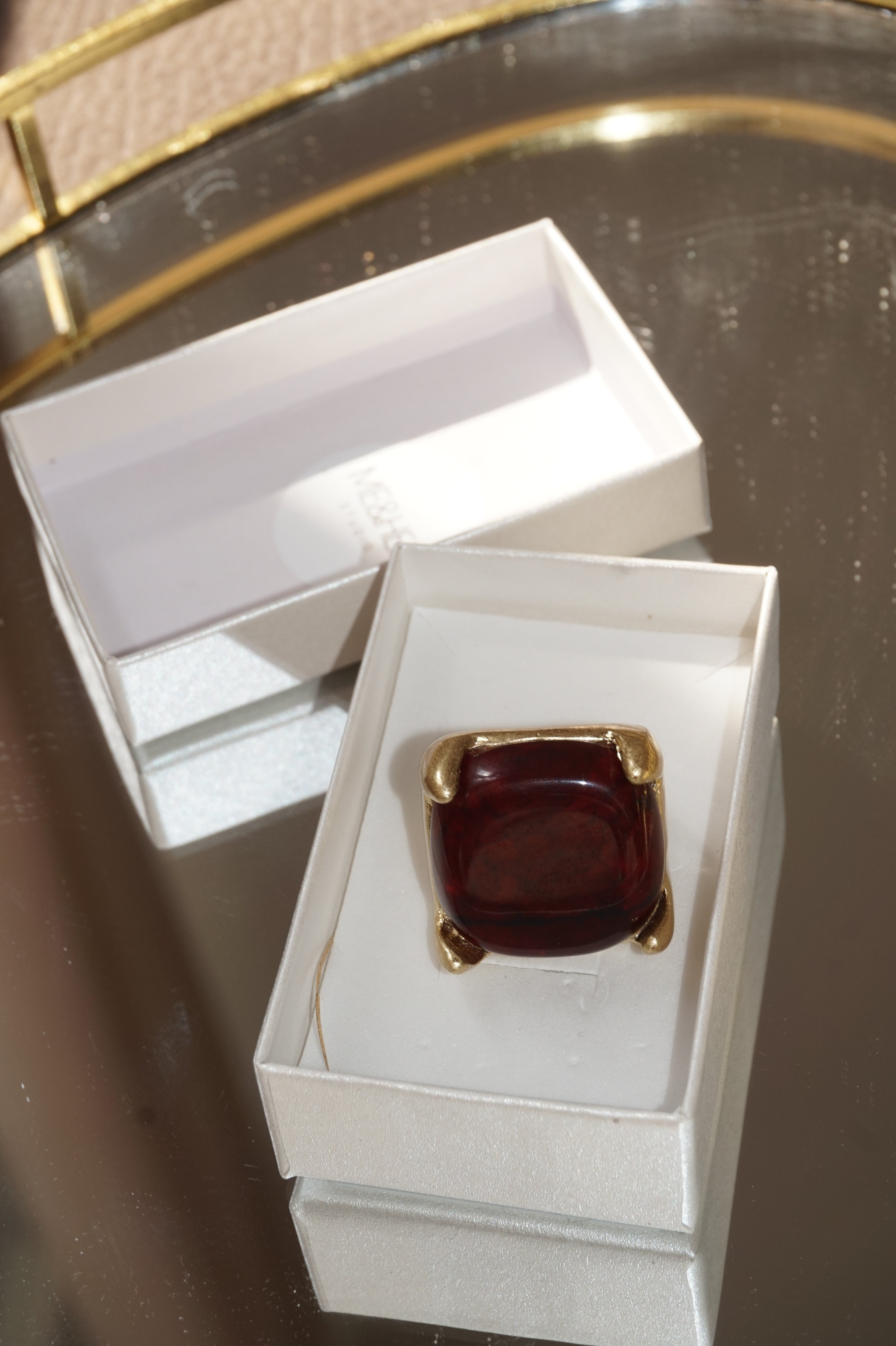 ring deep red stone