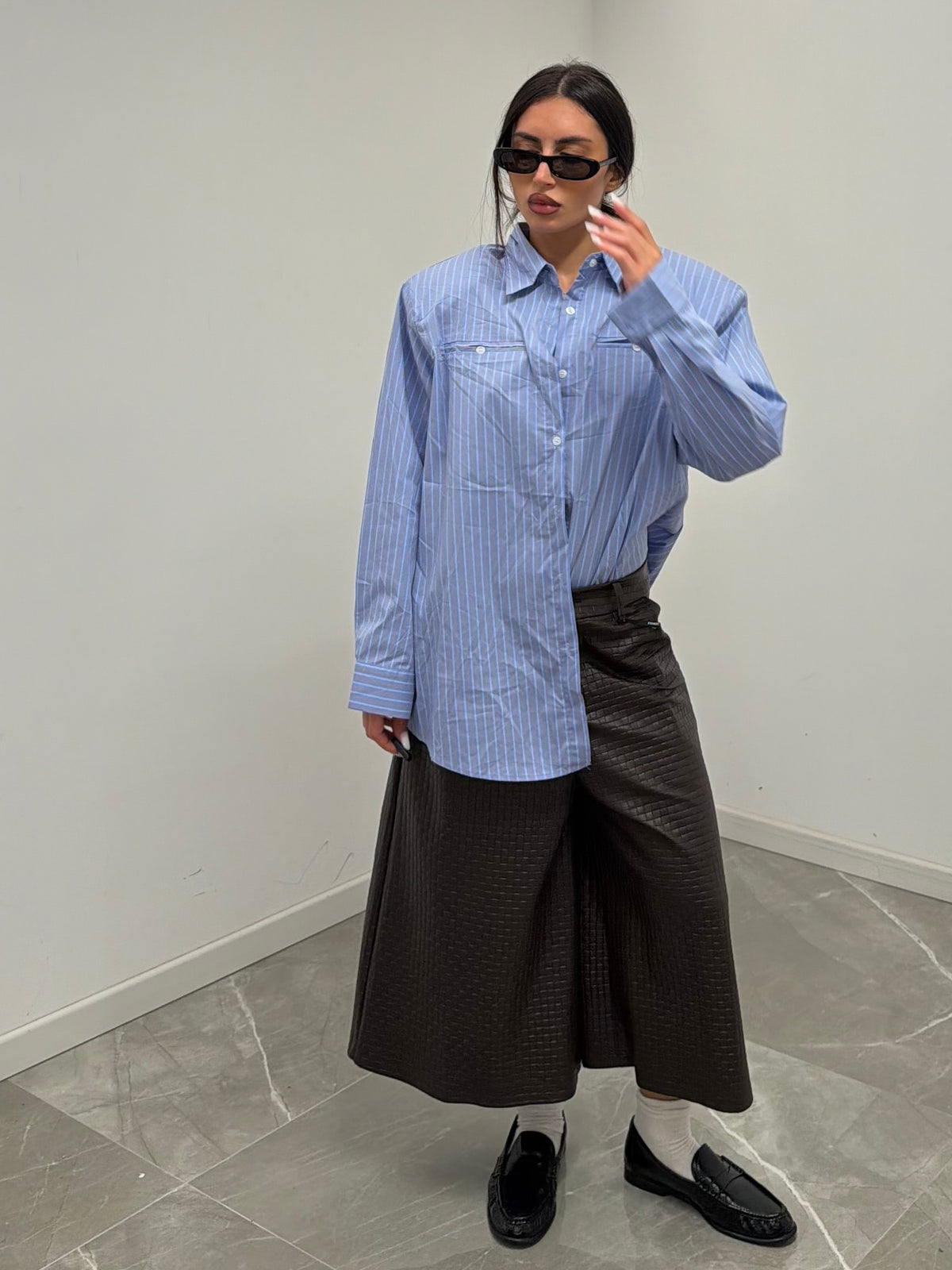 camicia oversize celeste