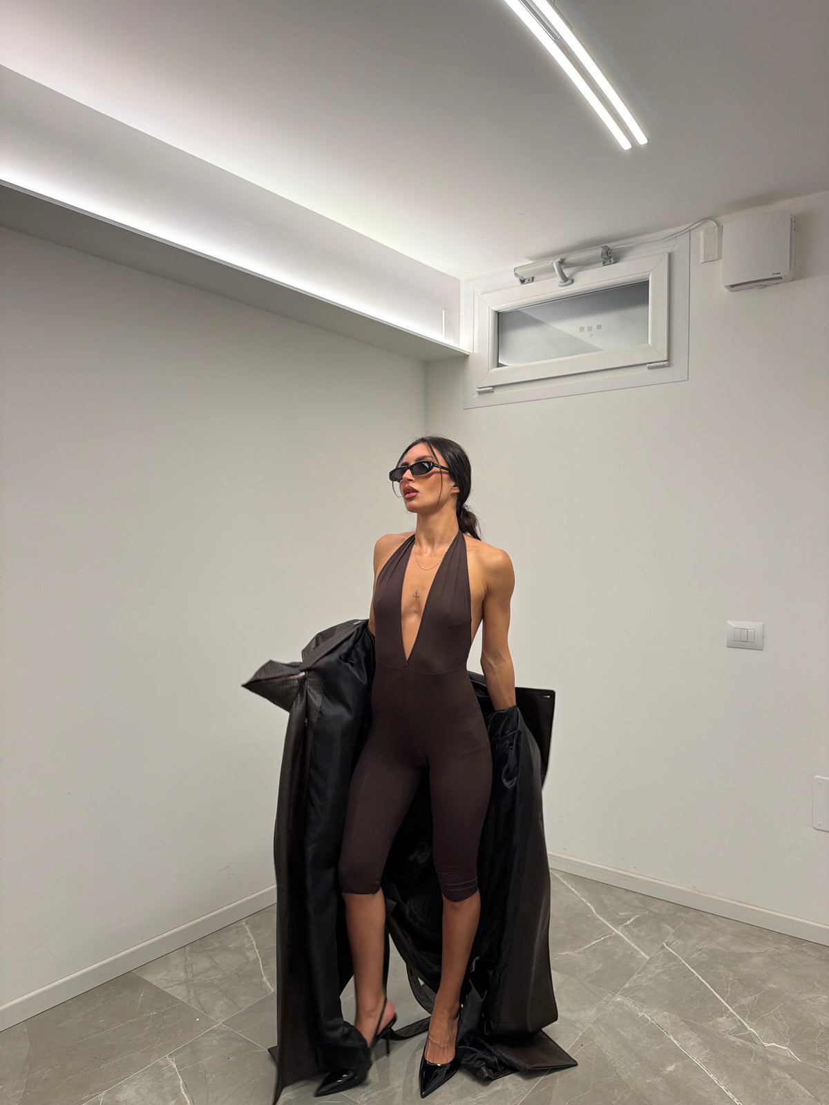 maxi trench bottega marrone