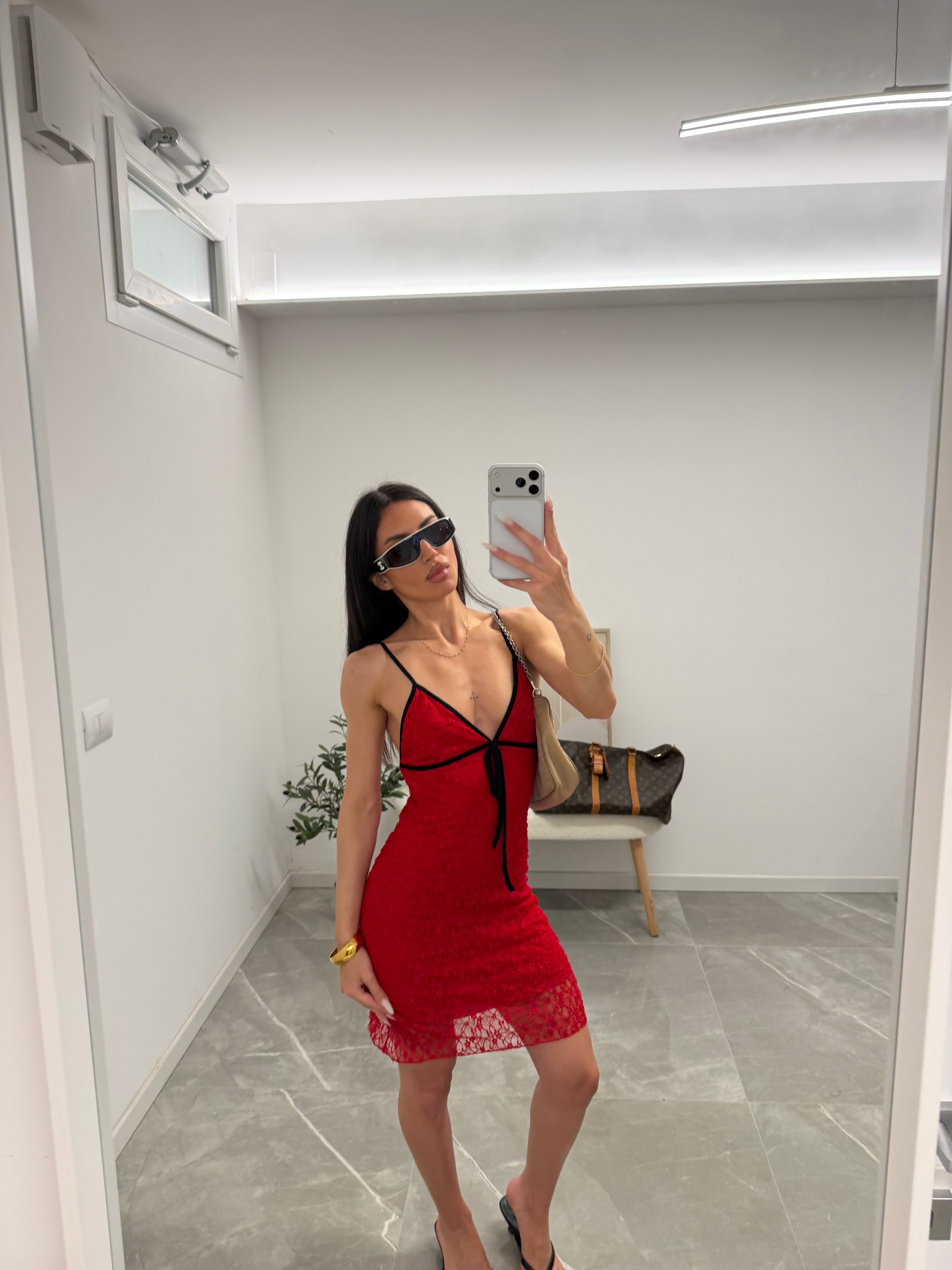 dress lace red e black