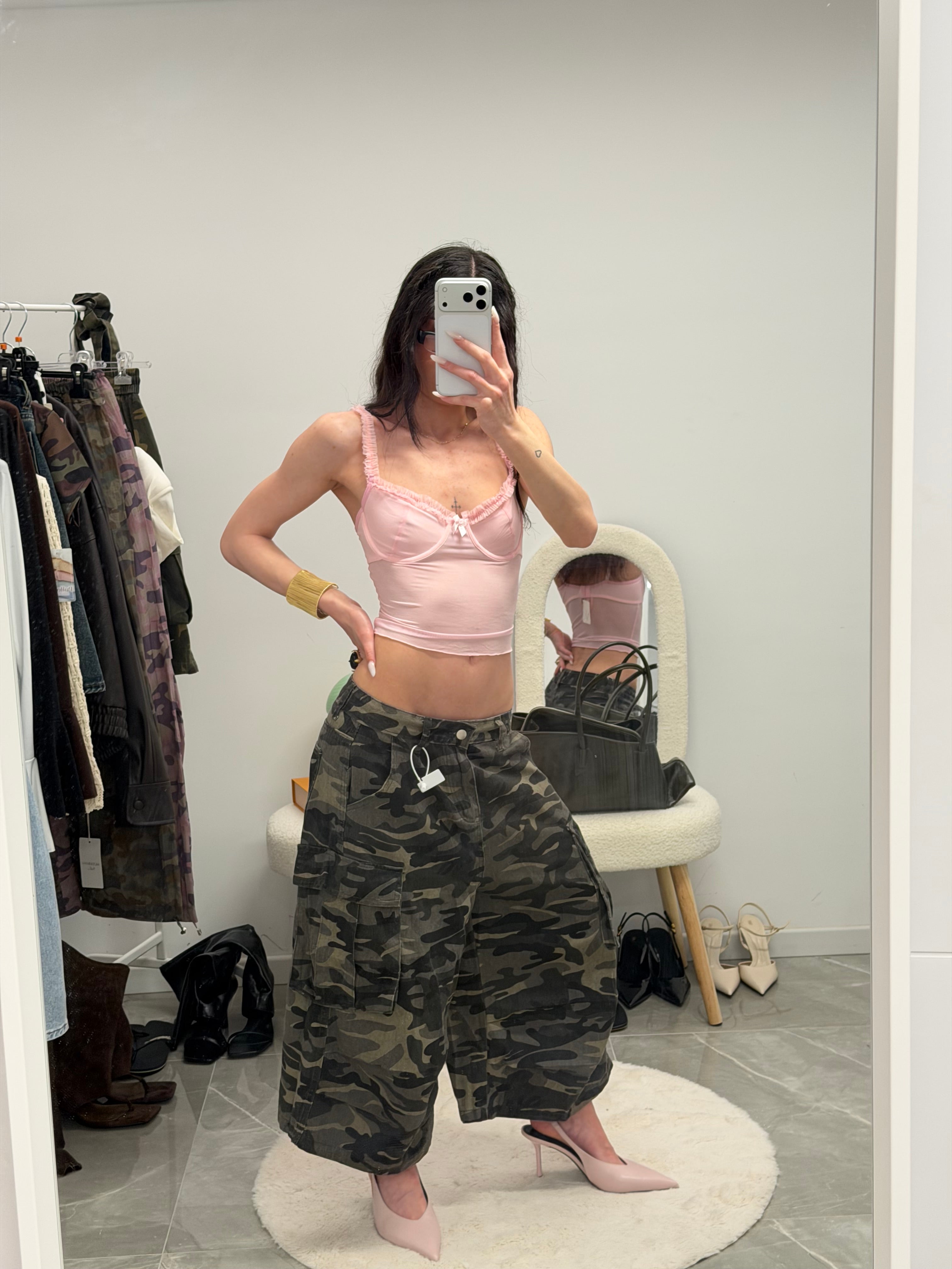 camouflage jorts pockets denim 2.0 (military)