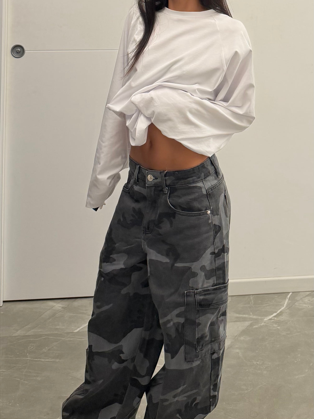 Pants army camo wide grey
