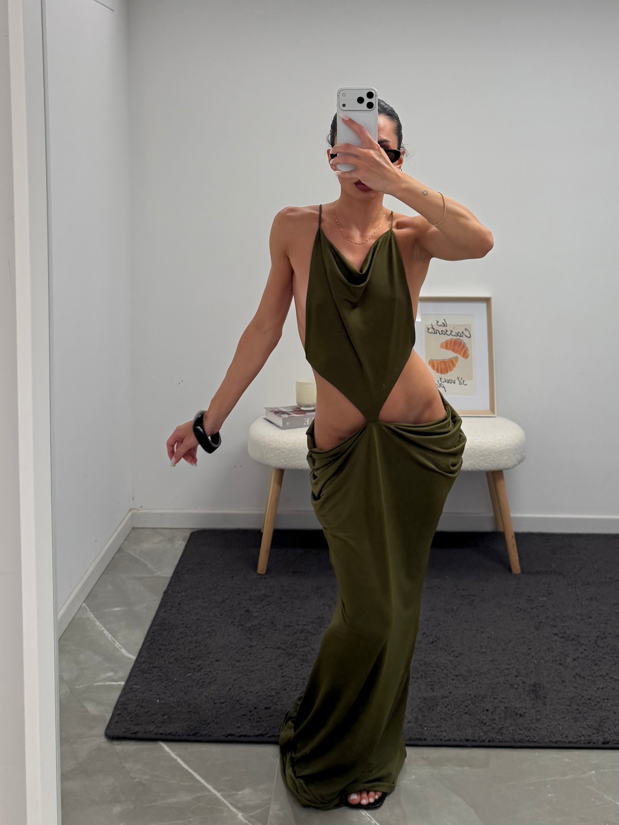 maxi cut out asymmetrical dress deep