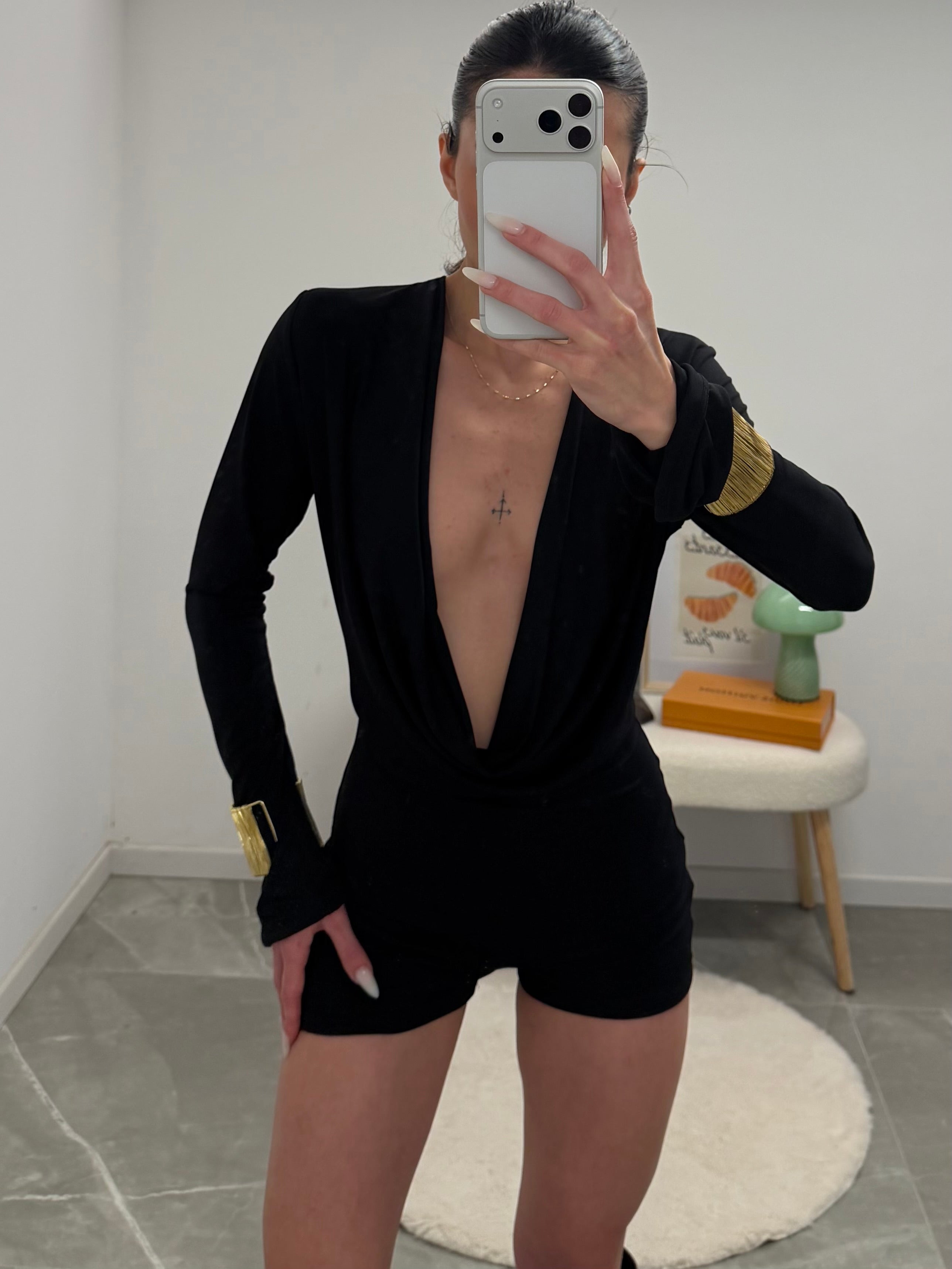 mini jumpsuit v neck