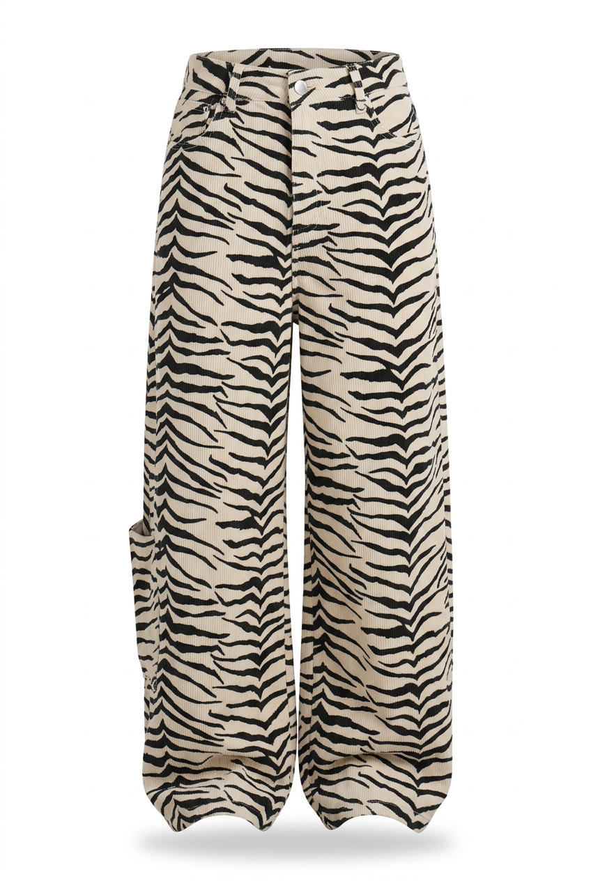 Pantalone zebrato isolato su sfondo bianco
