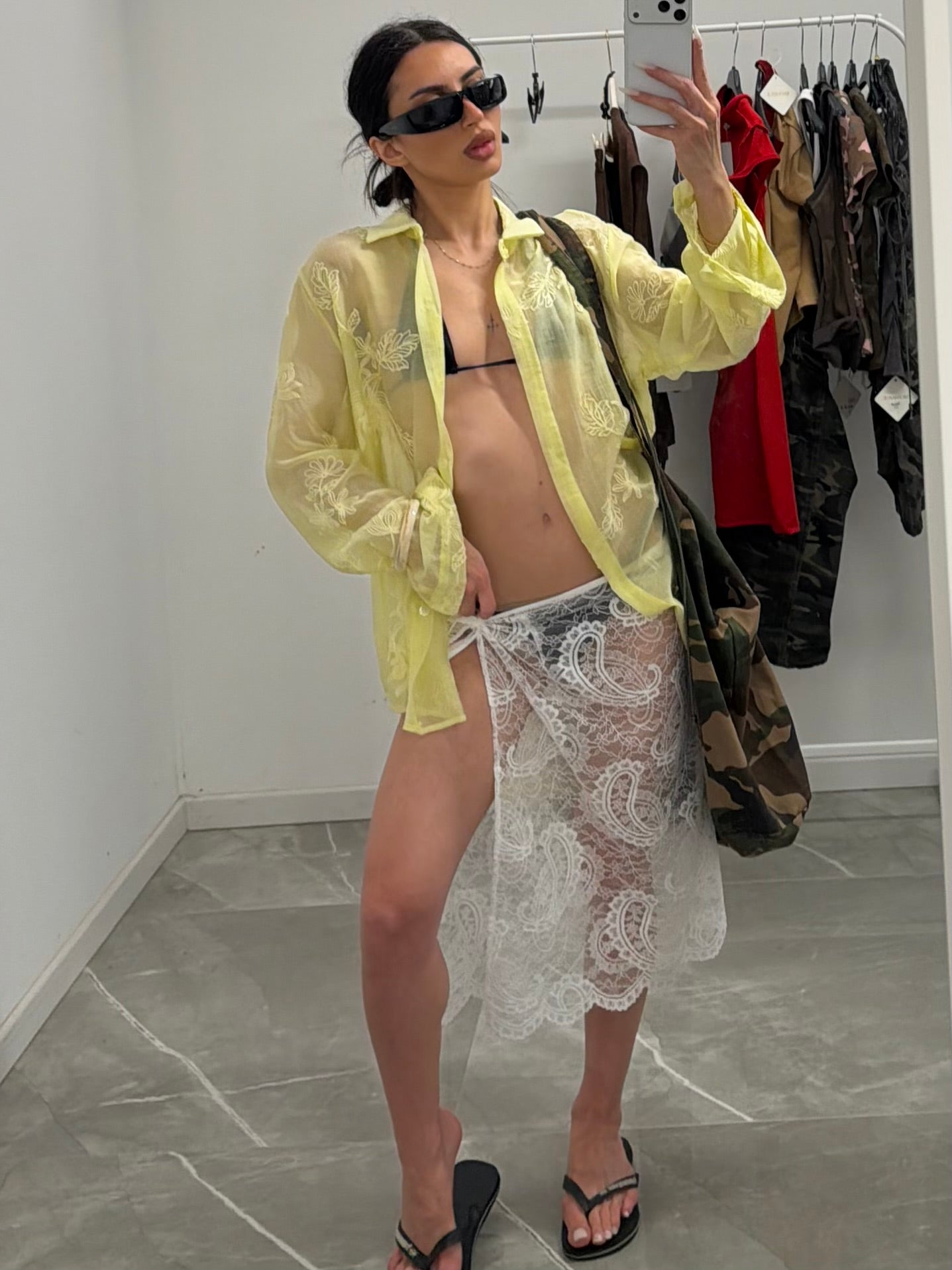 camicia macrame yellow