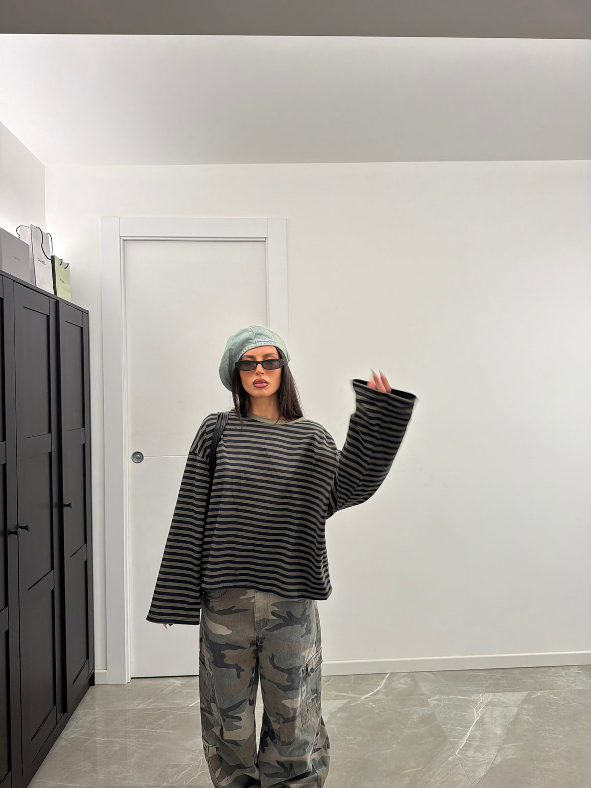 Oversized Striped Knit green