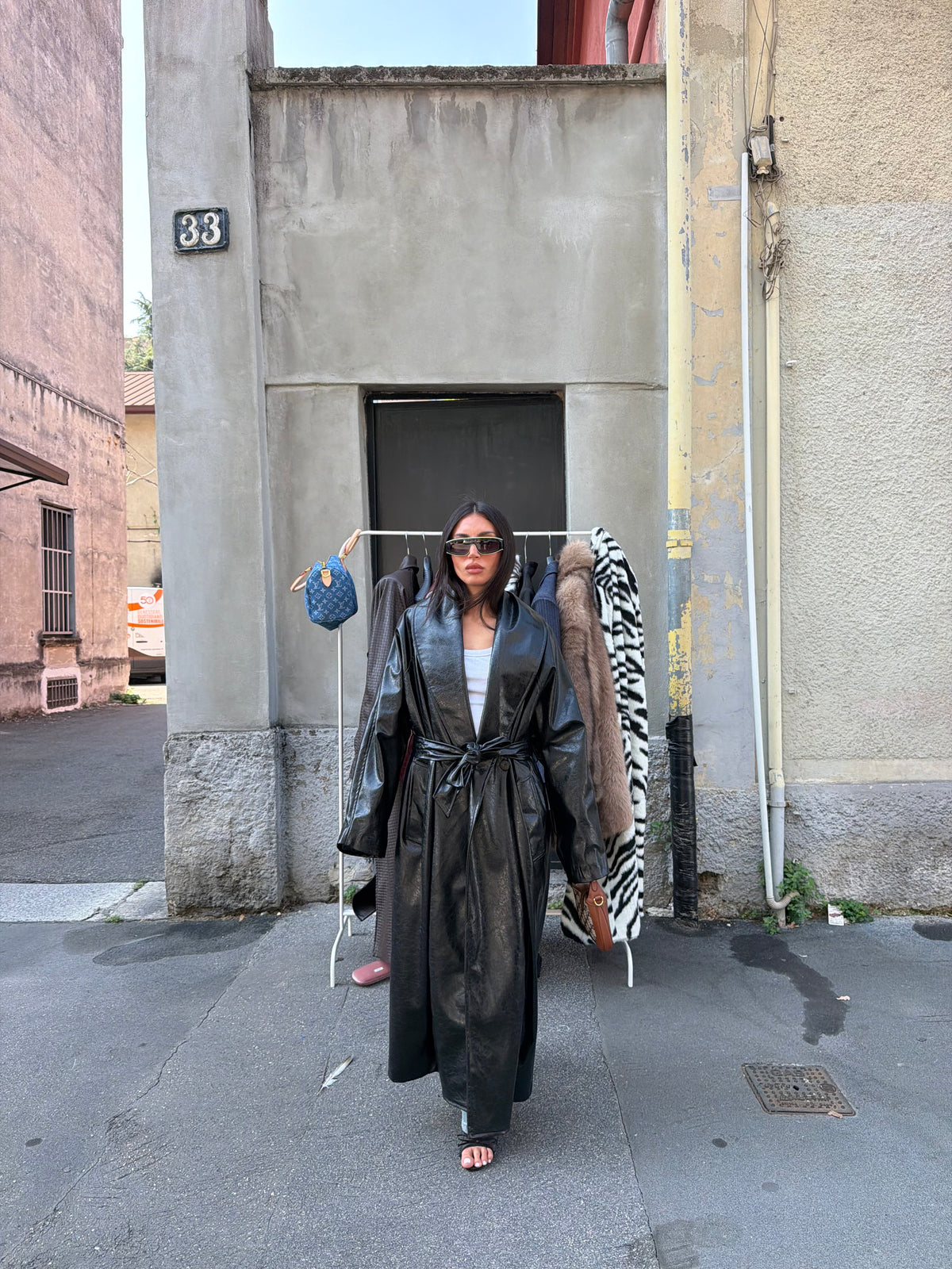 maxi trench coat vinile
