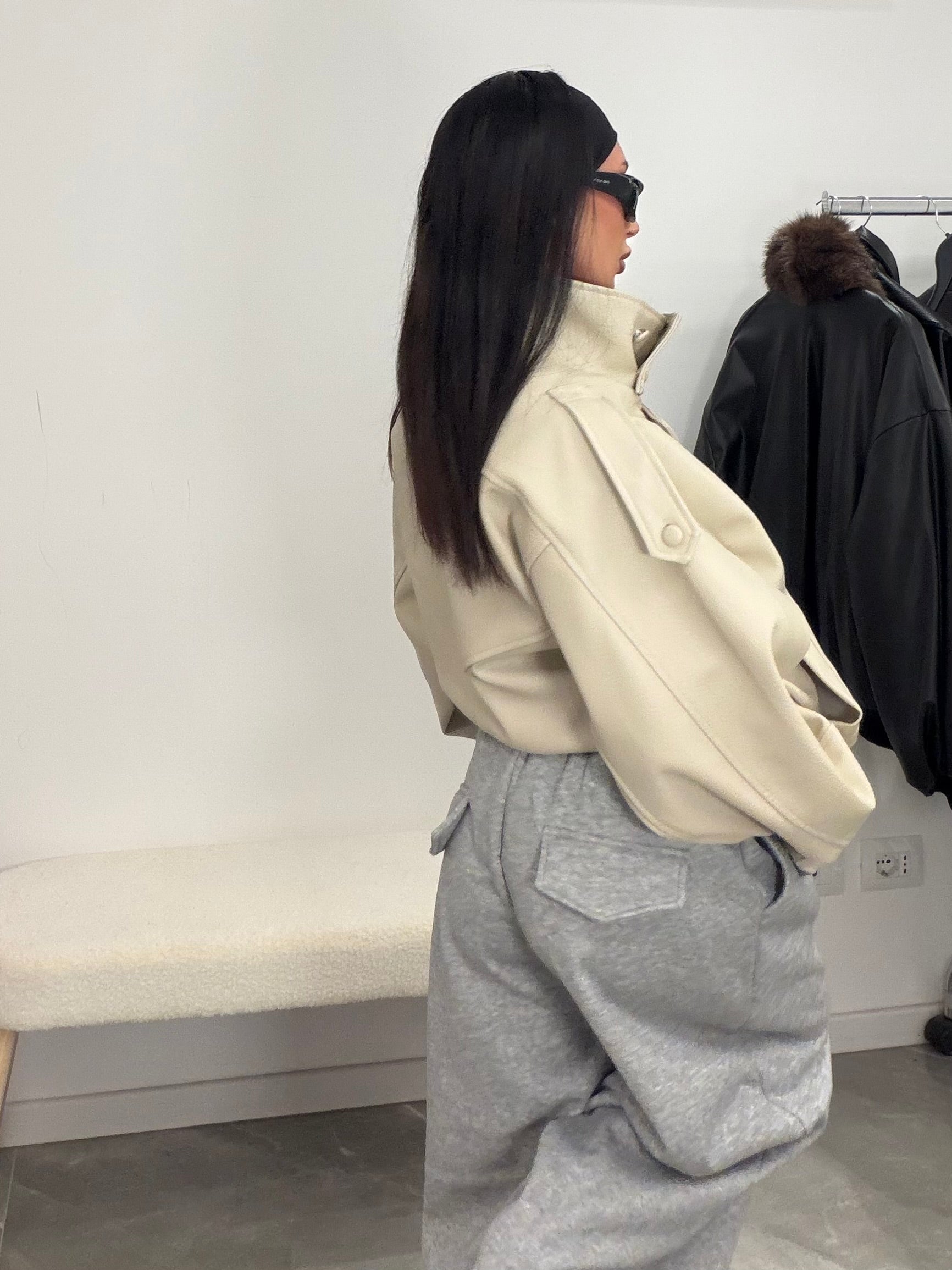 Jacket leather cream