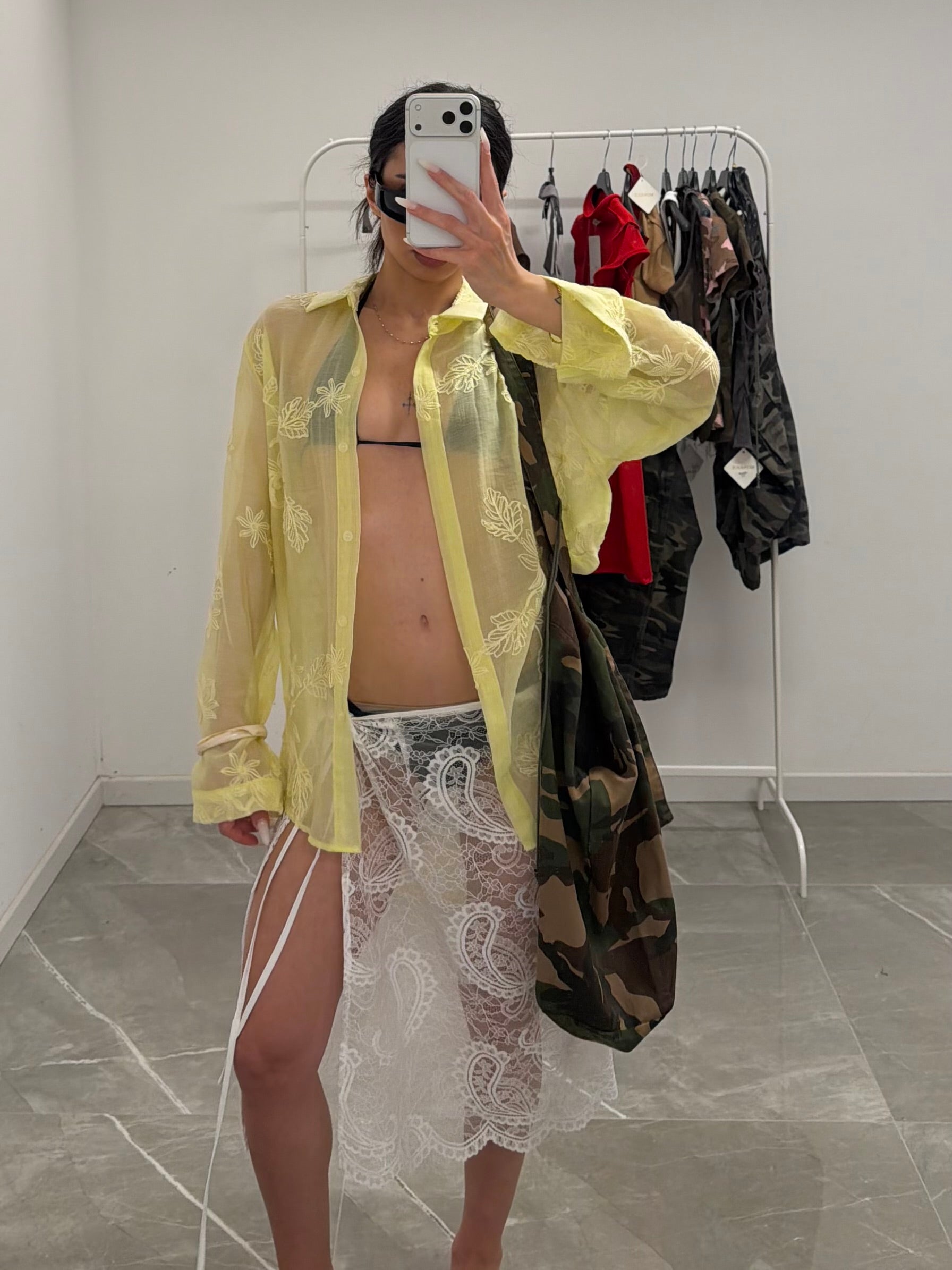 camicia macrame yellow
