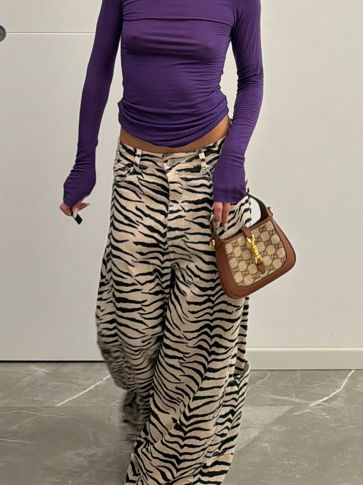 Suede pants zebra