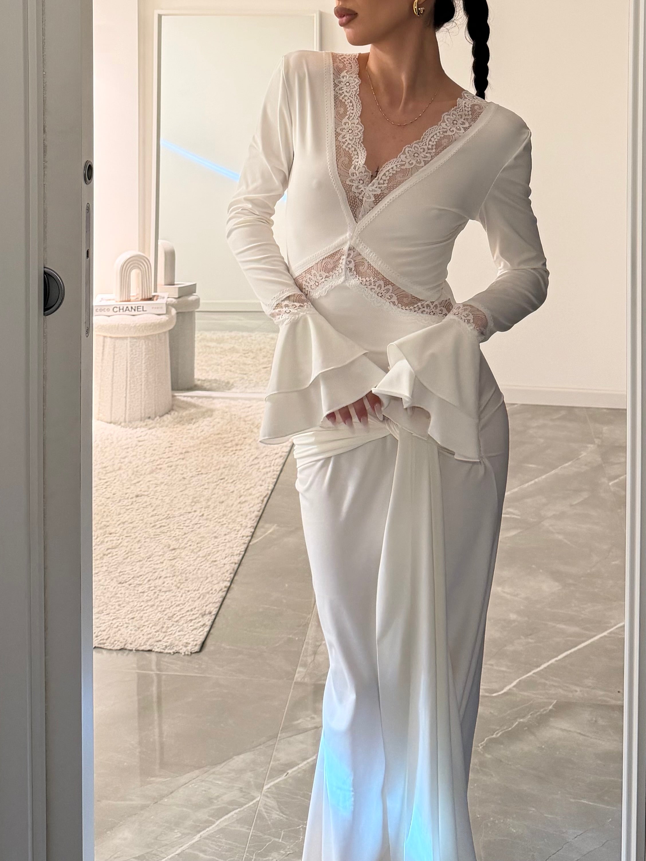 dress sculpted lace white