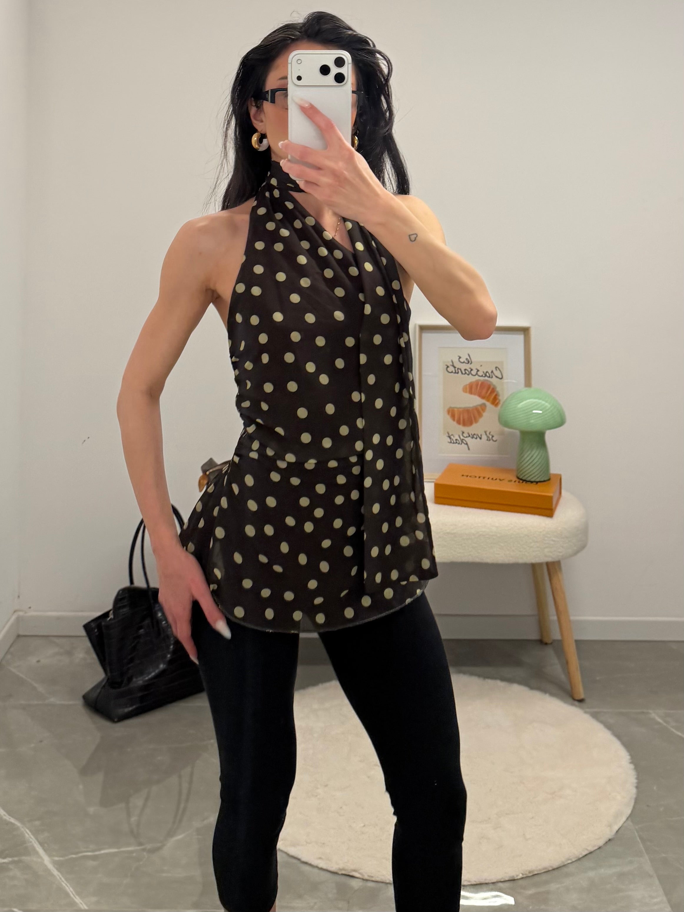 Top tulle à pois