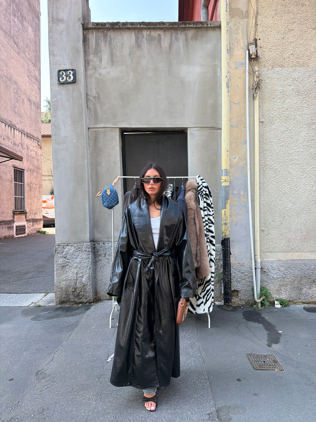maxi trench coat vinile