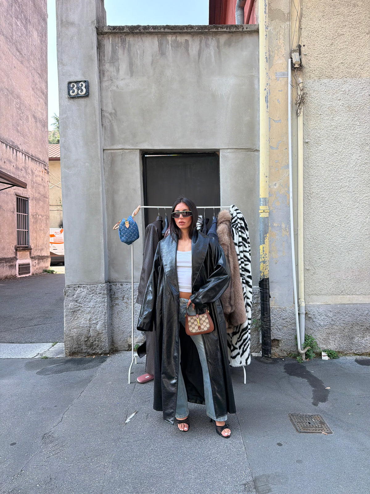 maxi trench coat vinile