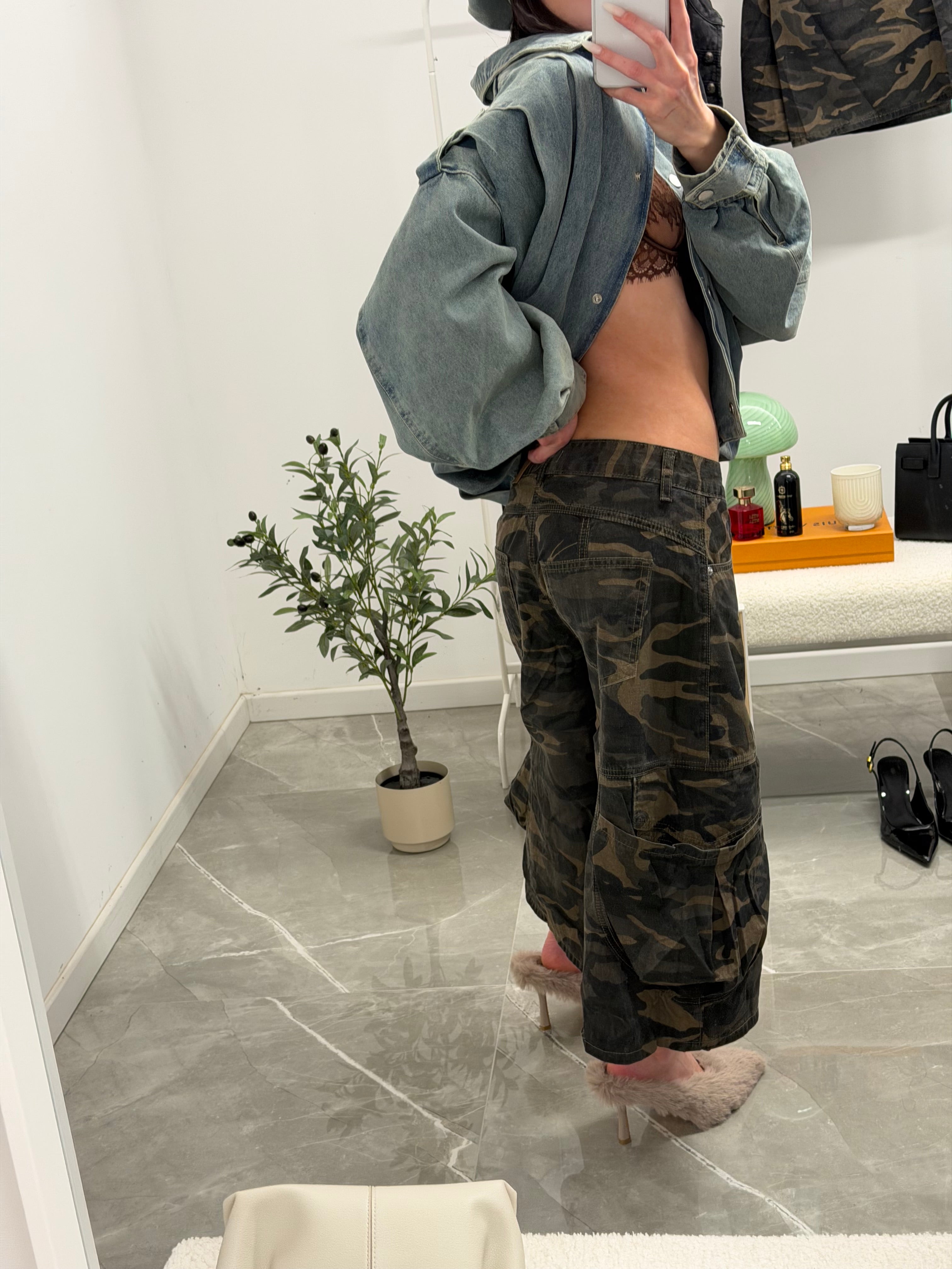 jorts pockets camouflage oversized  (military)
