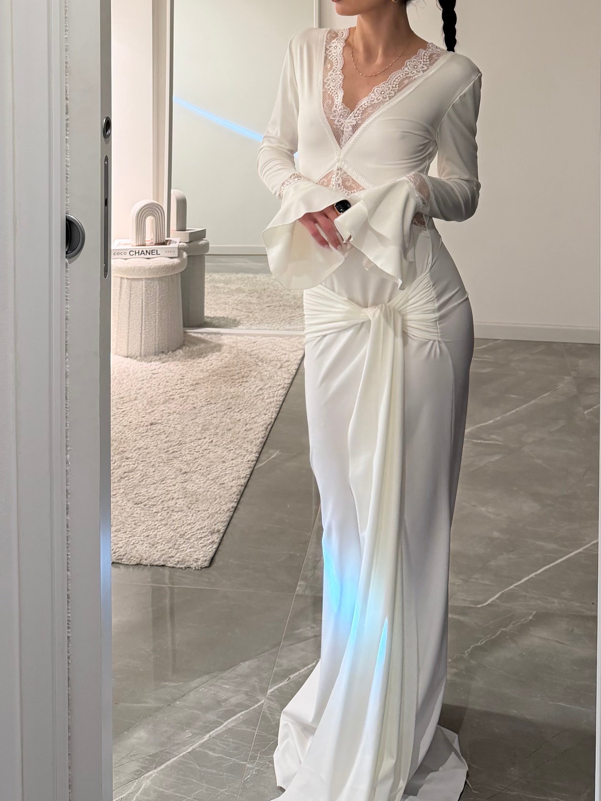 dress sculpted lace white