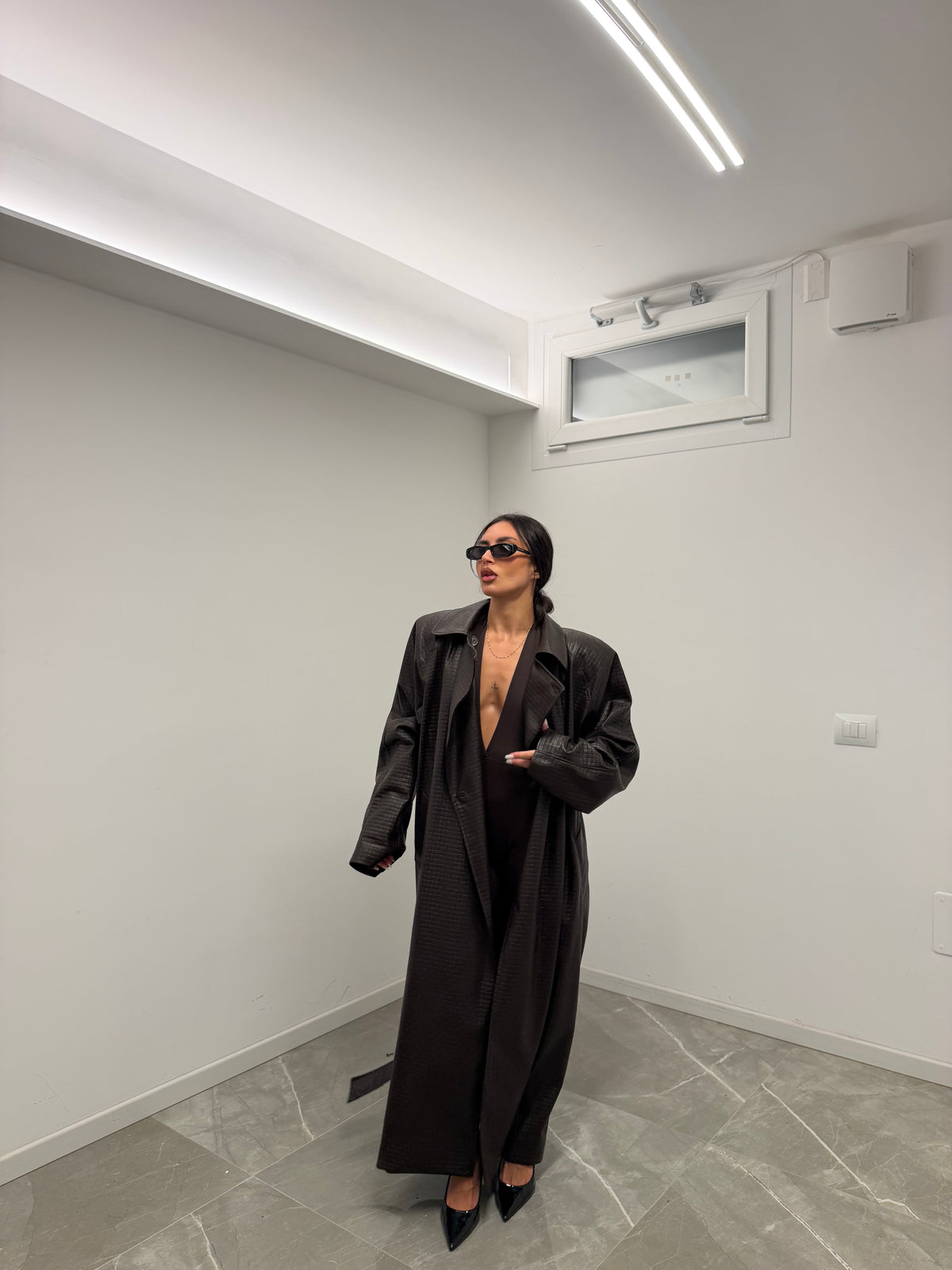 maxi trench bottega marrone