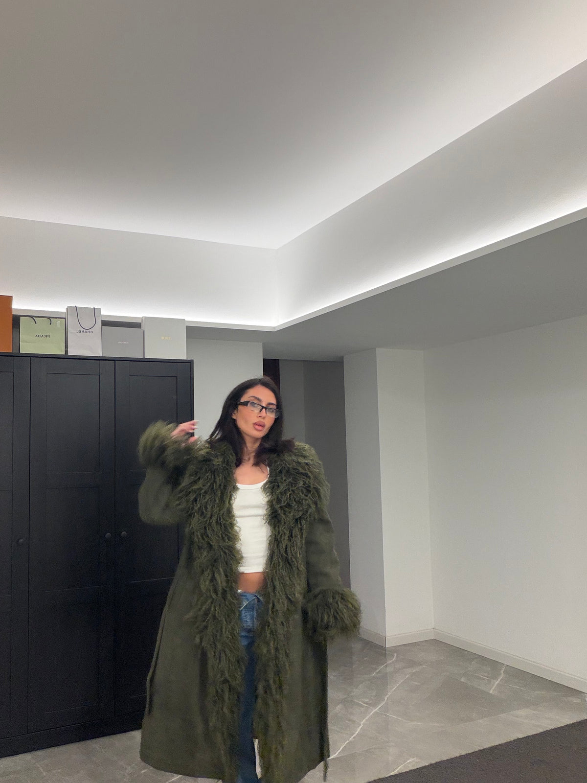 Manteau Suede Mongolia Coat Green Olive