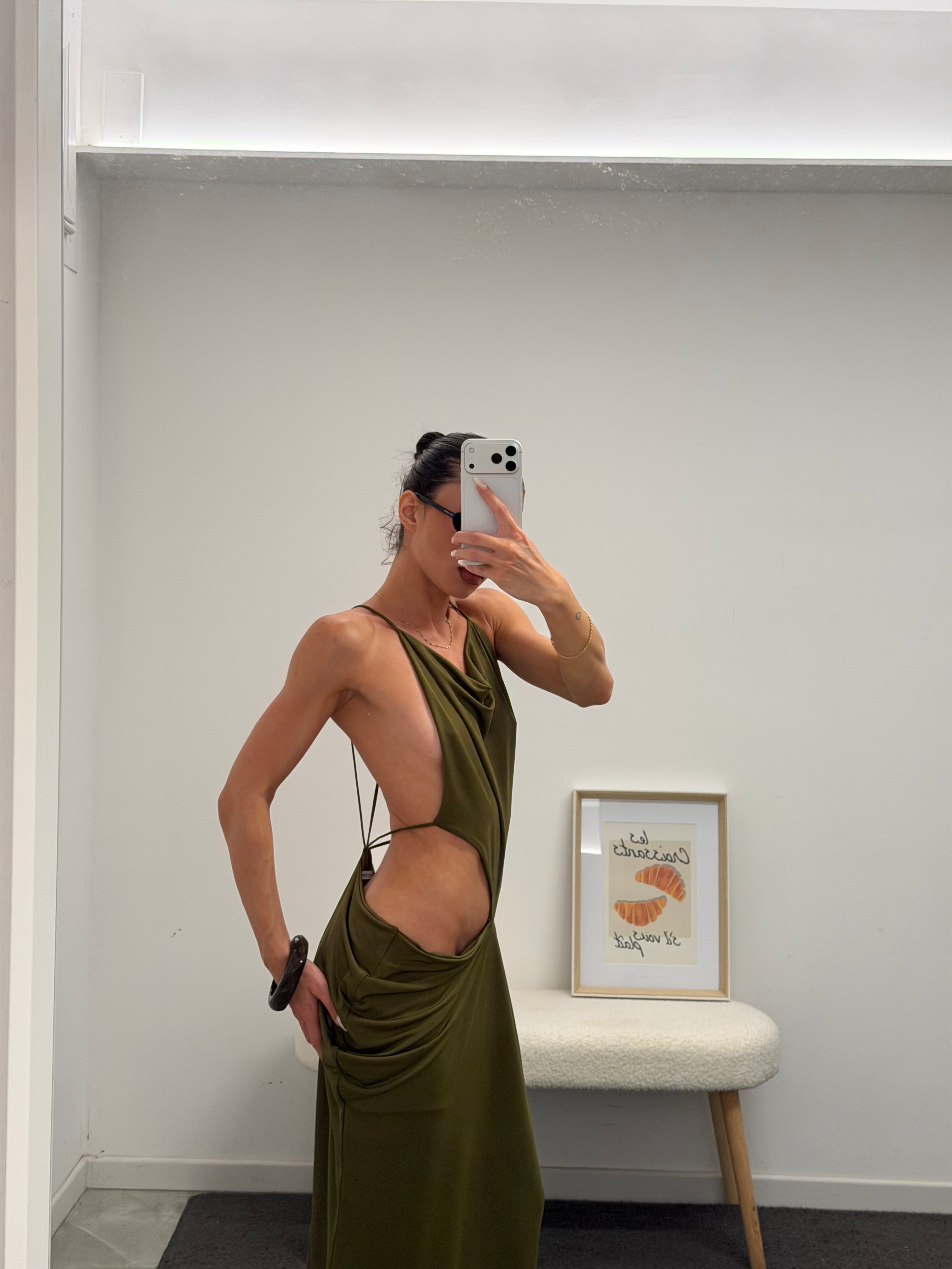 maxi cut out asymmetrical dress deep