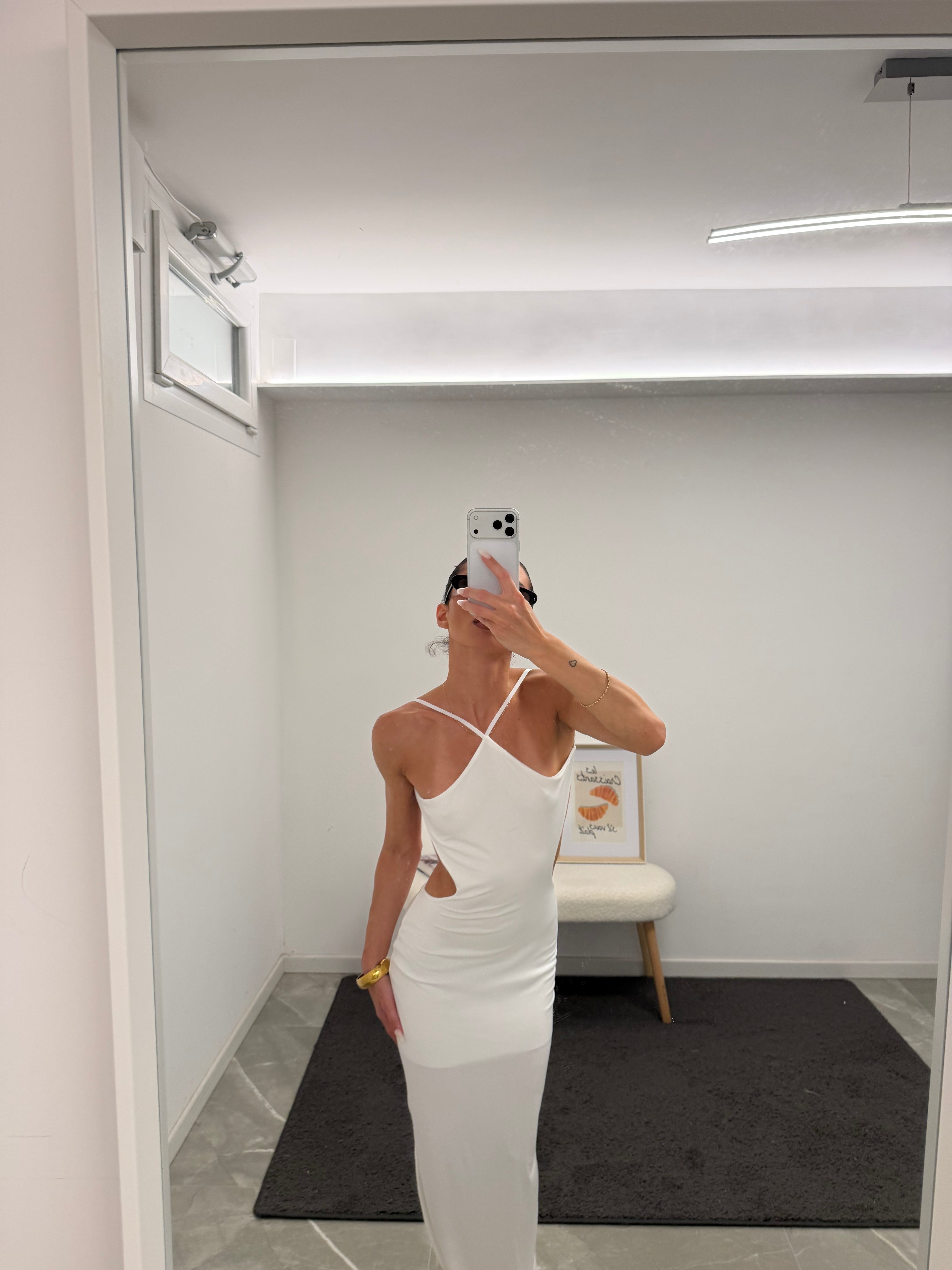 dress asymmetrical cut out white