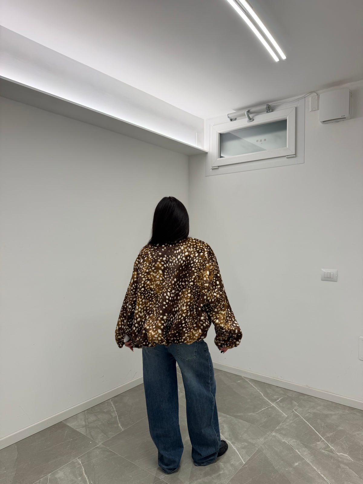 bambi bomber camoscio oversize
