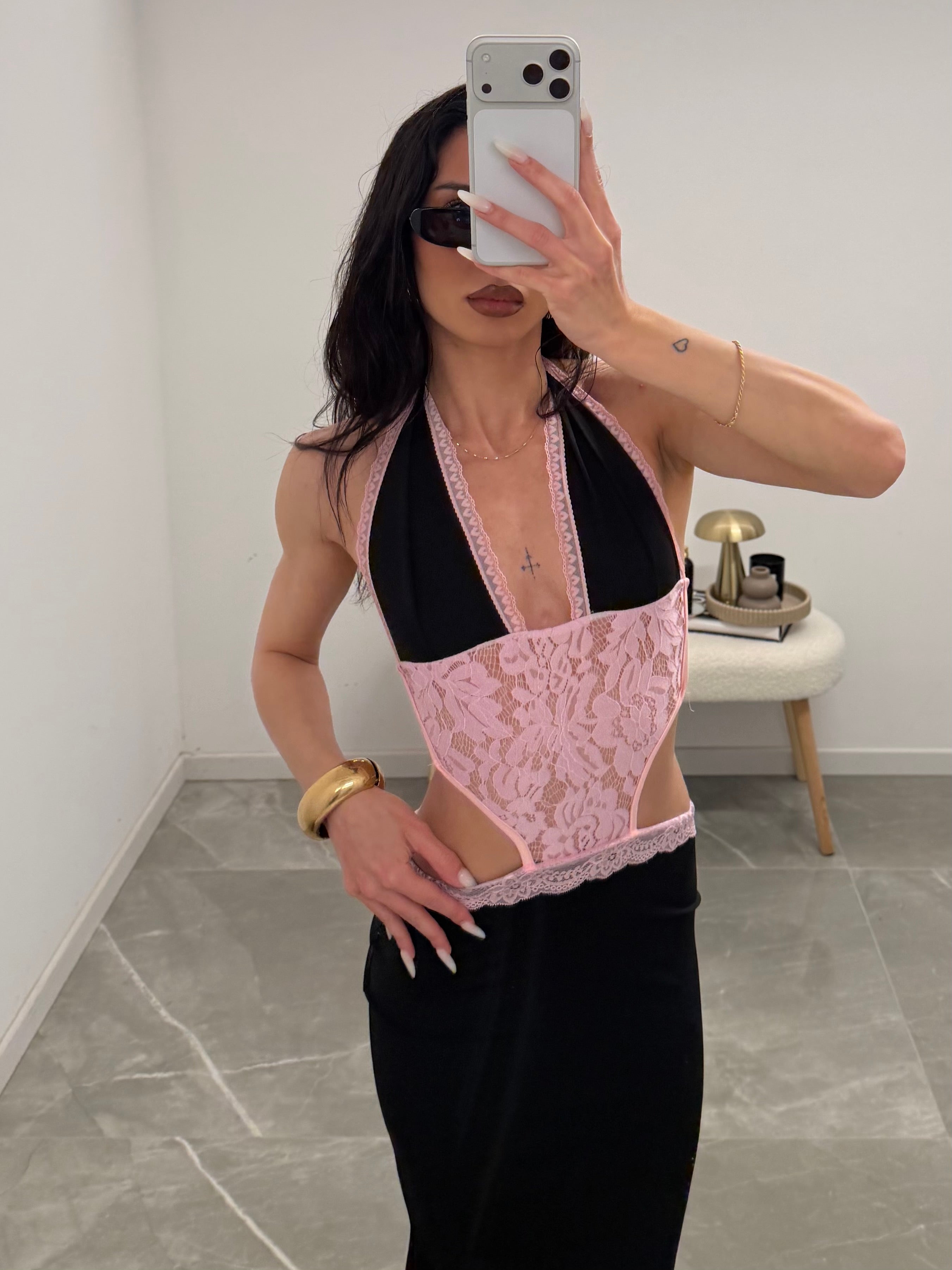 dress lace pink