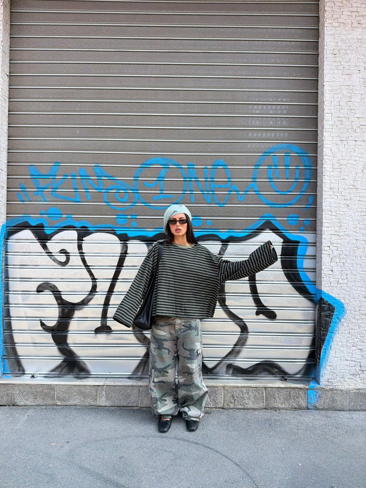 Oversized Striped Knit green